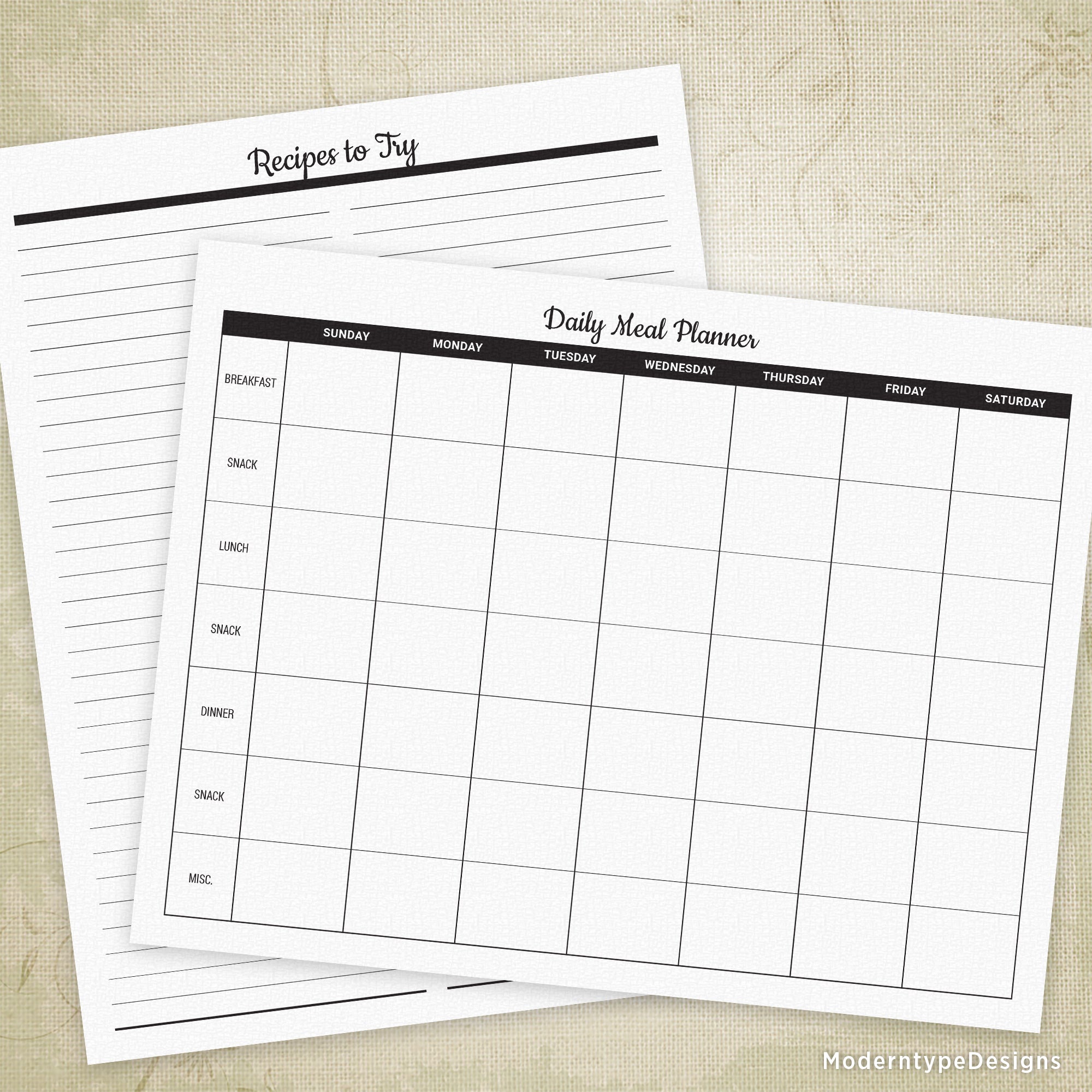 Meal Planner Printable Kit