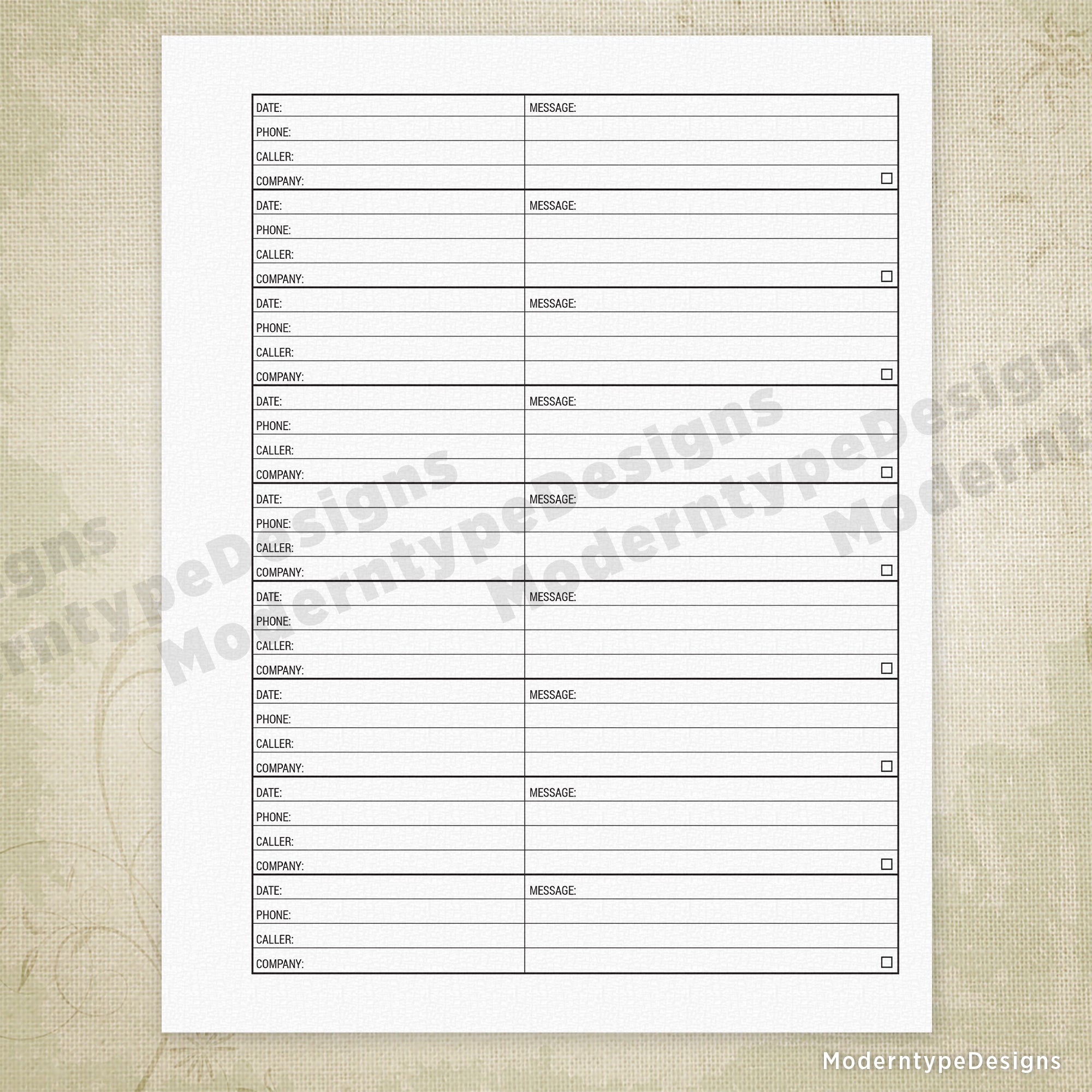 Messages Printable, Left & Right Bind