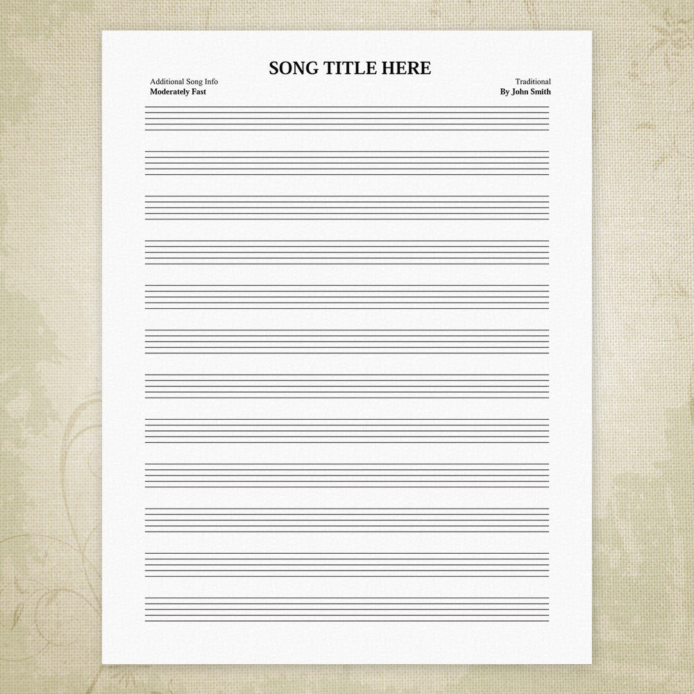 Music Staff Bar Charts Printable, Personalized