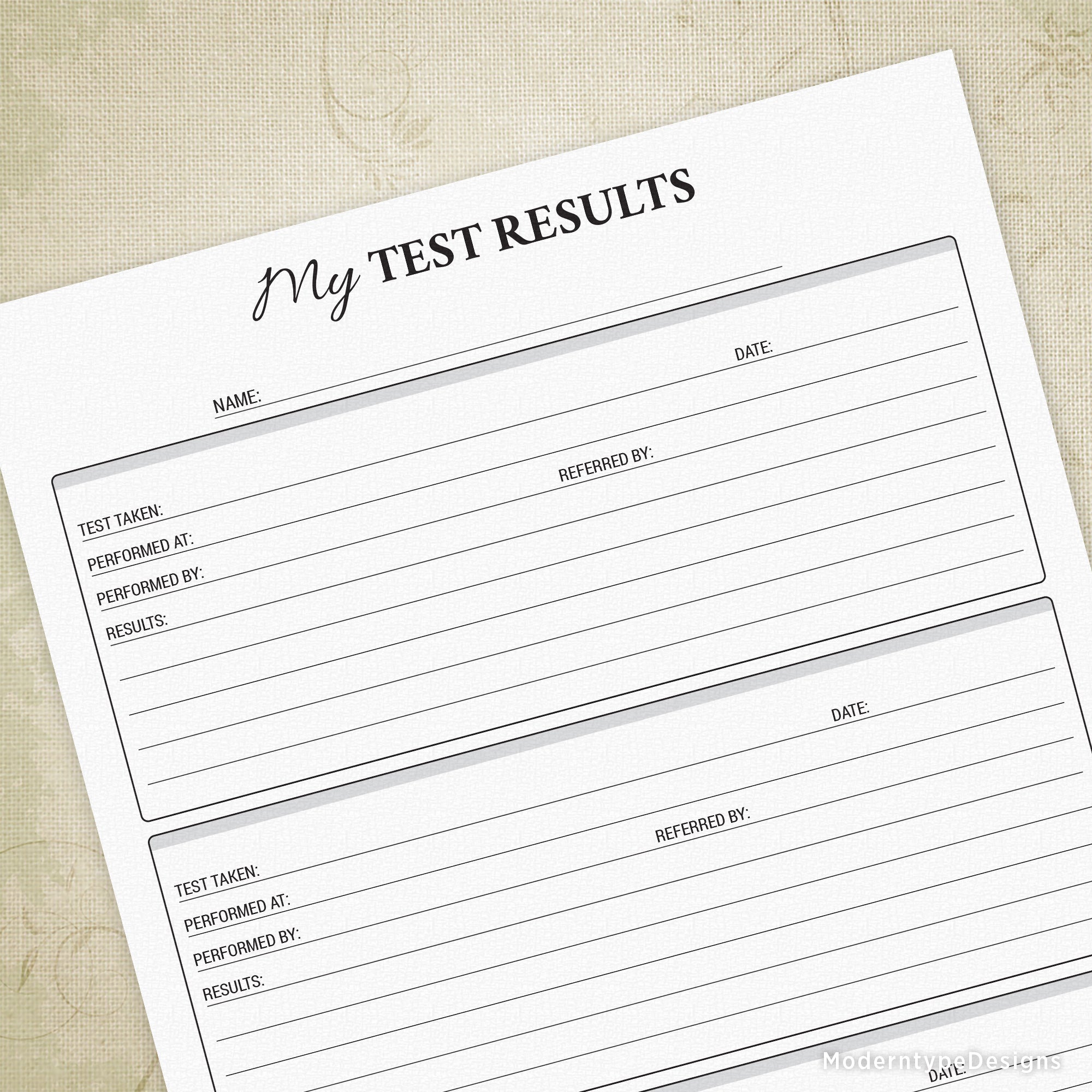 Track the result of your last doctor's visit with a My Test Results Log Printable PDF. Write it down in your own words!