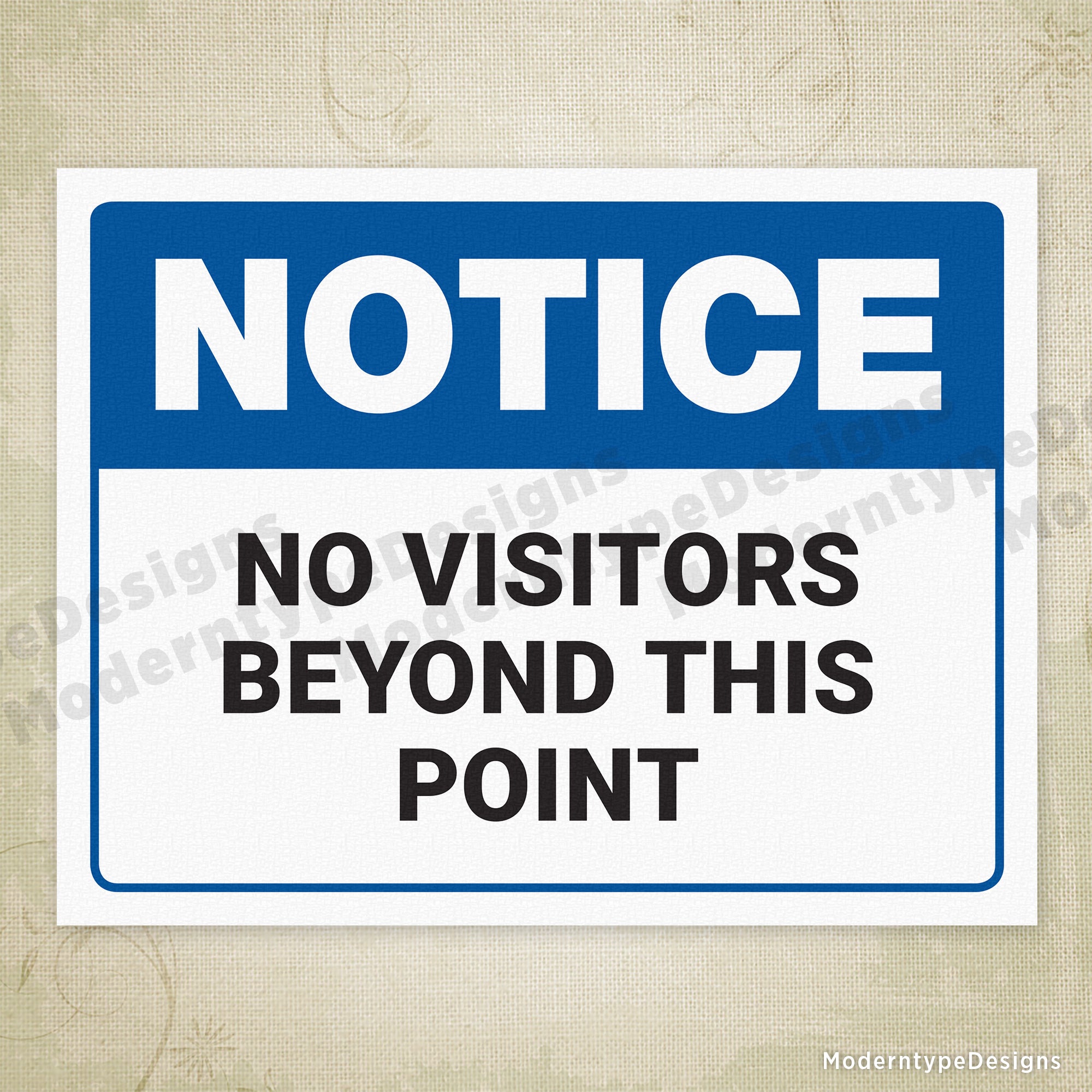 No Visitors Beyond This Point Printable Sign