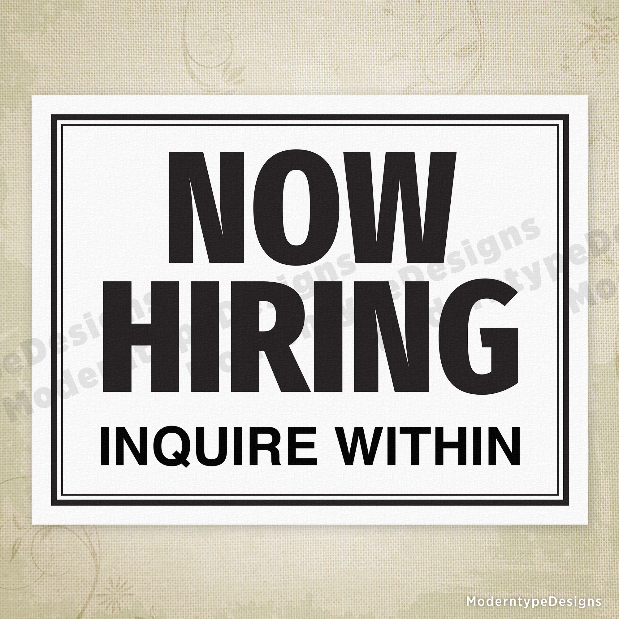 Now Hiring Printable Sign, Editable