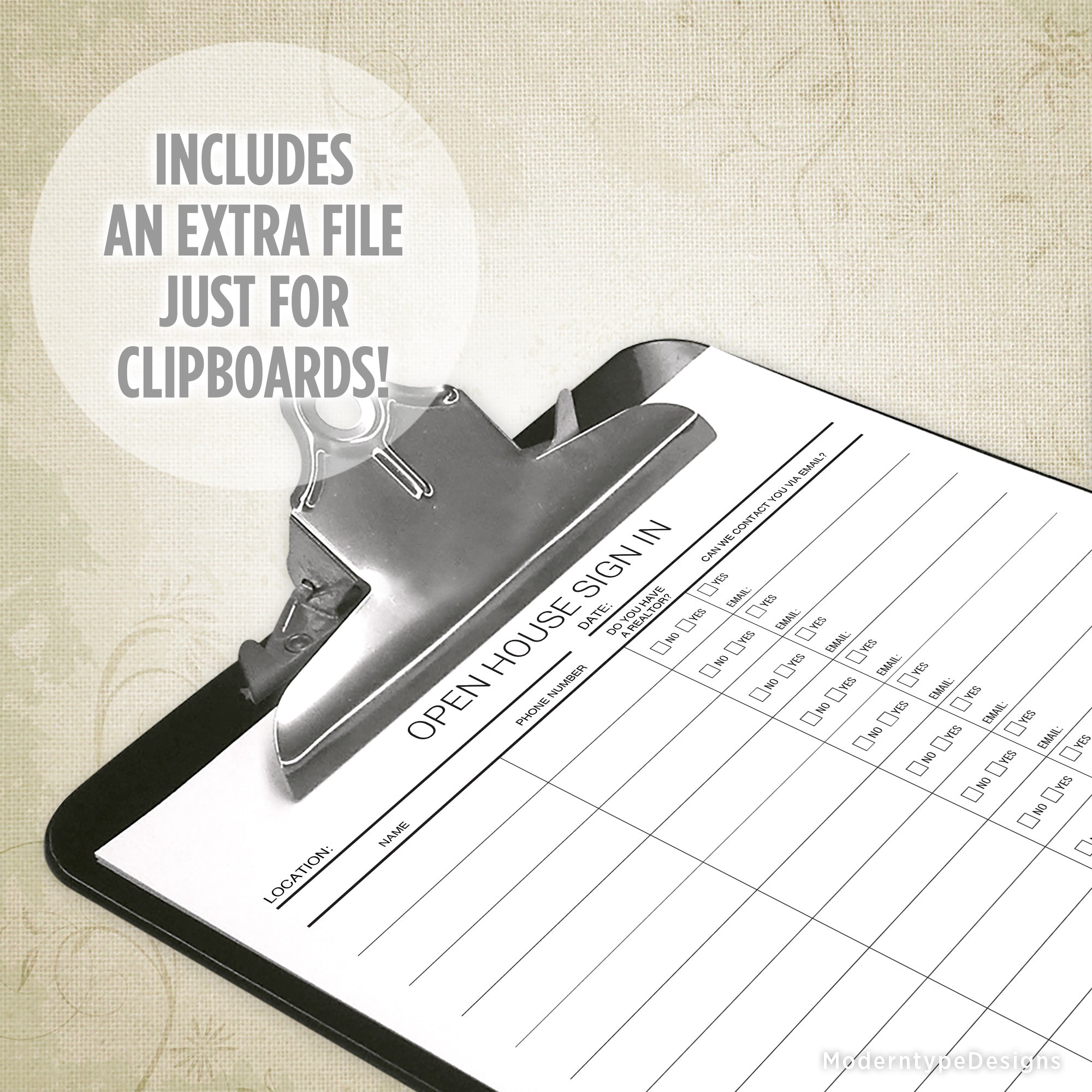 This is a Real Estate Agent's Open House Sign In Sheet Printable PDF with editable fields. This PDF is fantastic for customizing your very own Sign In Sheet with your specific information.