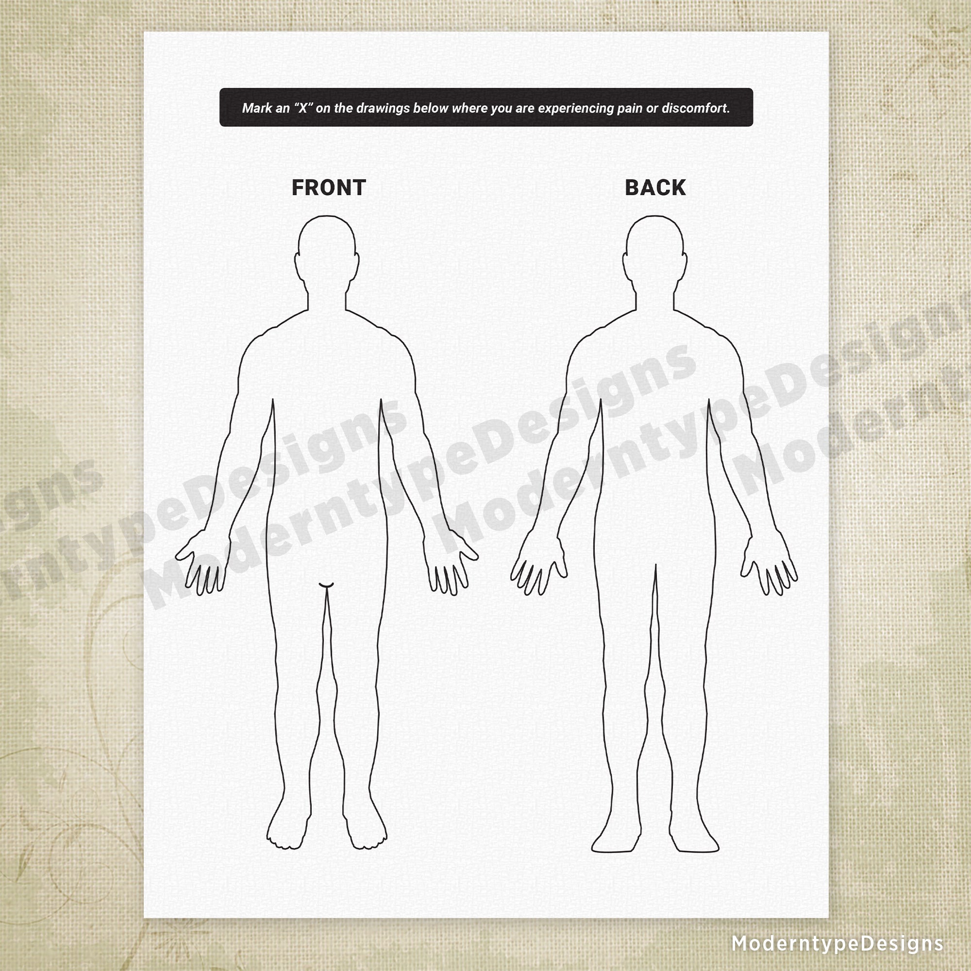 Pain Indicator Drawing Printable