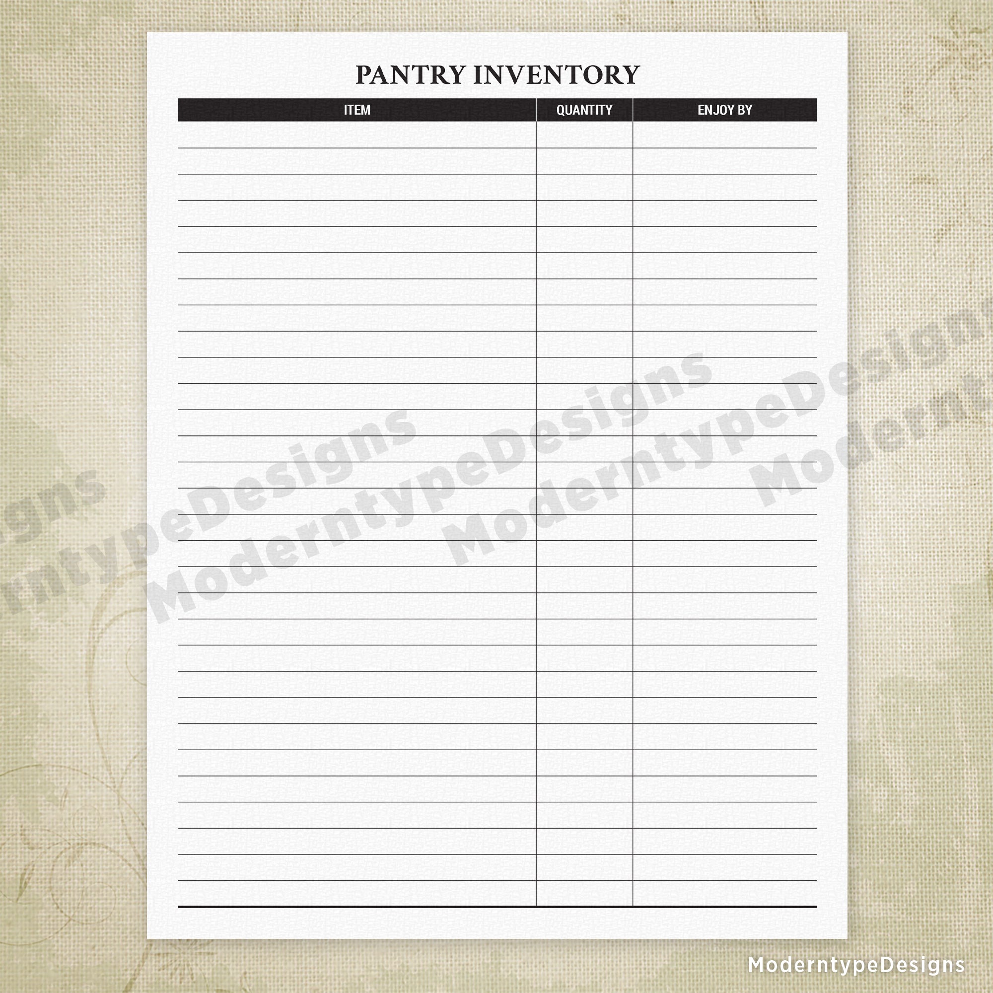 Pantry Inventory Printable