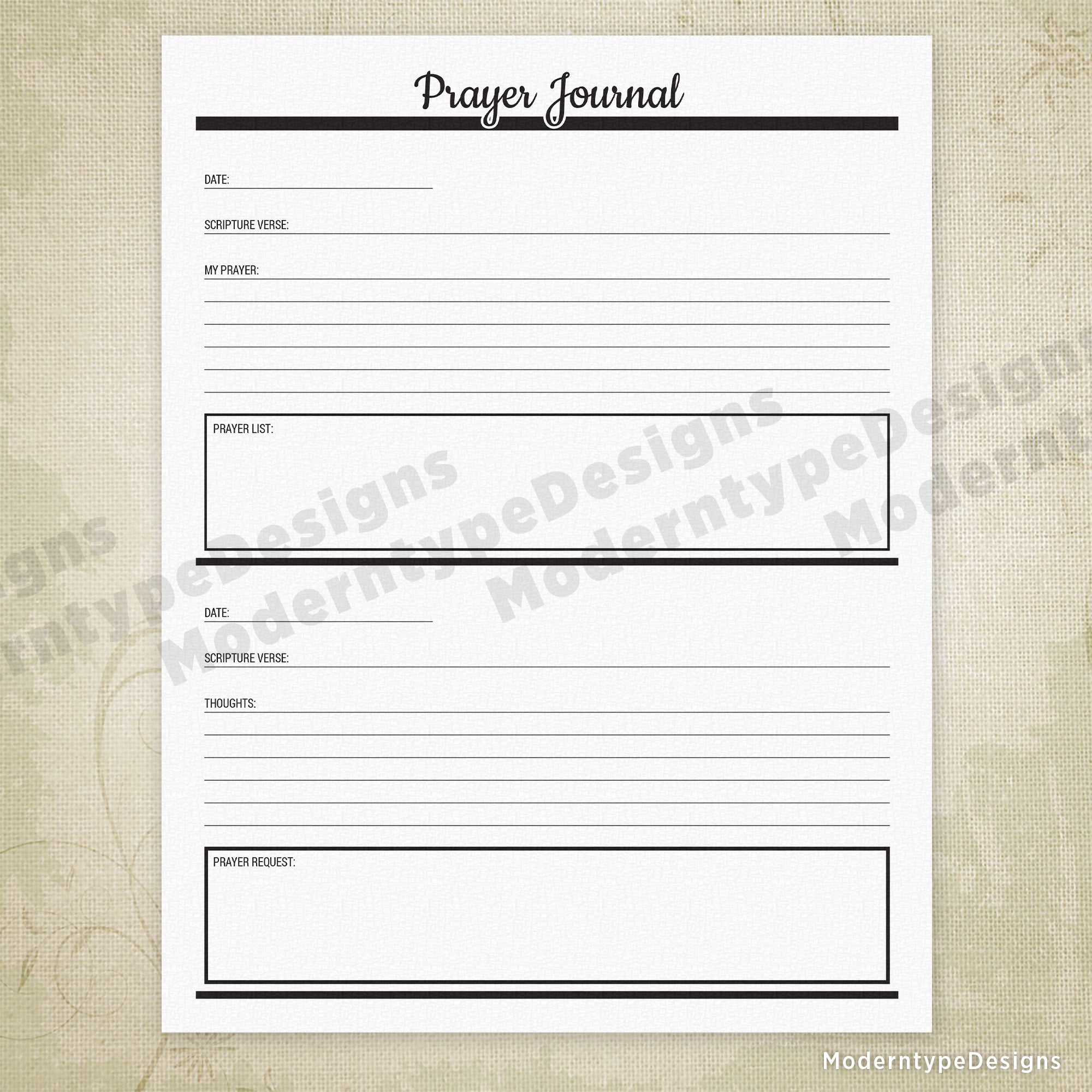 Prayer Journal Printable