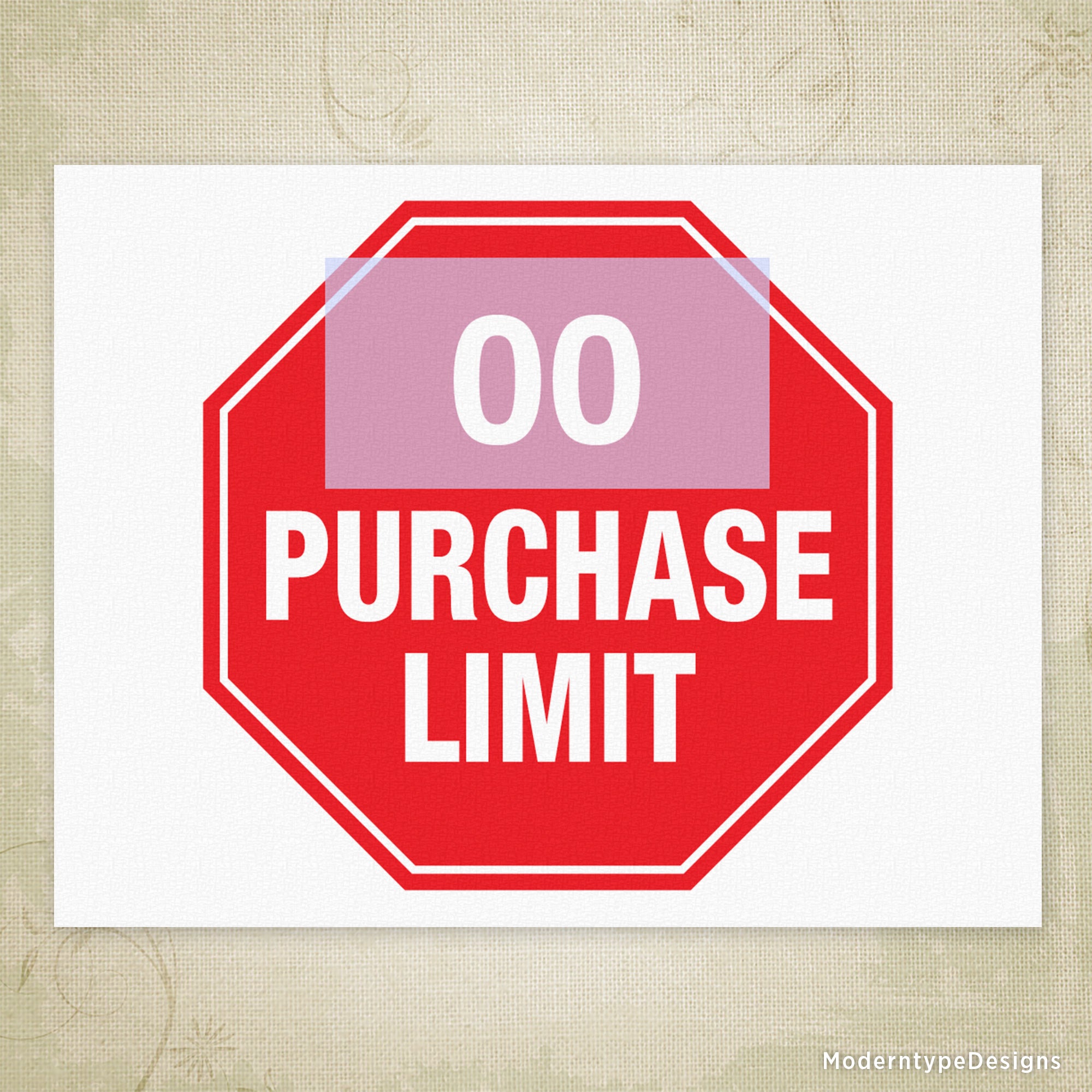 Purchase Limit Printable Sign, Editable