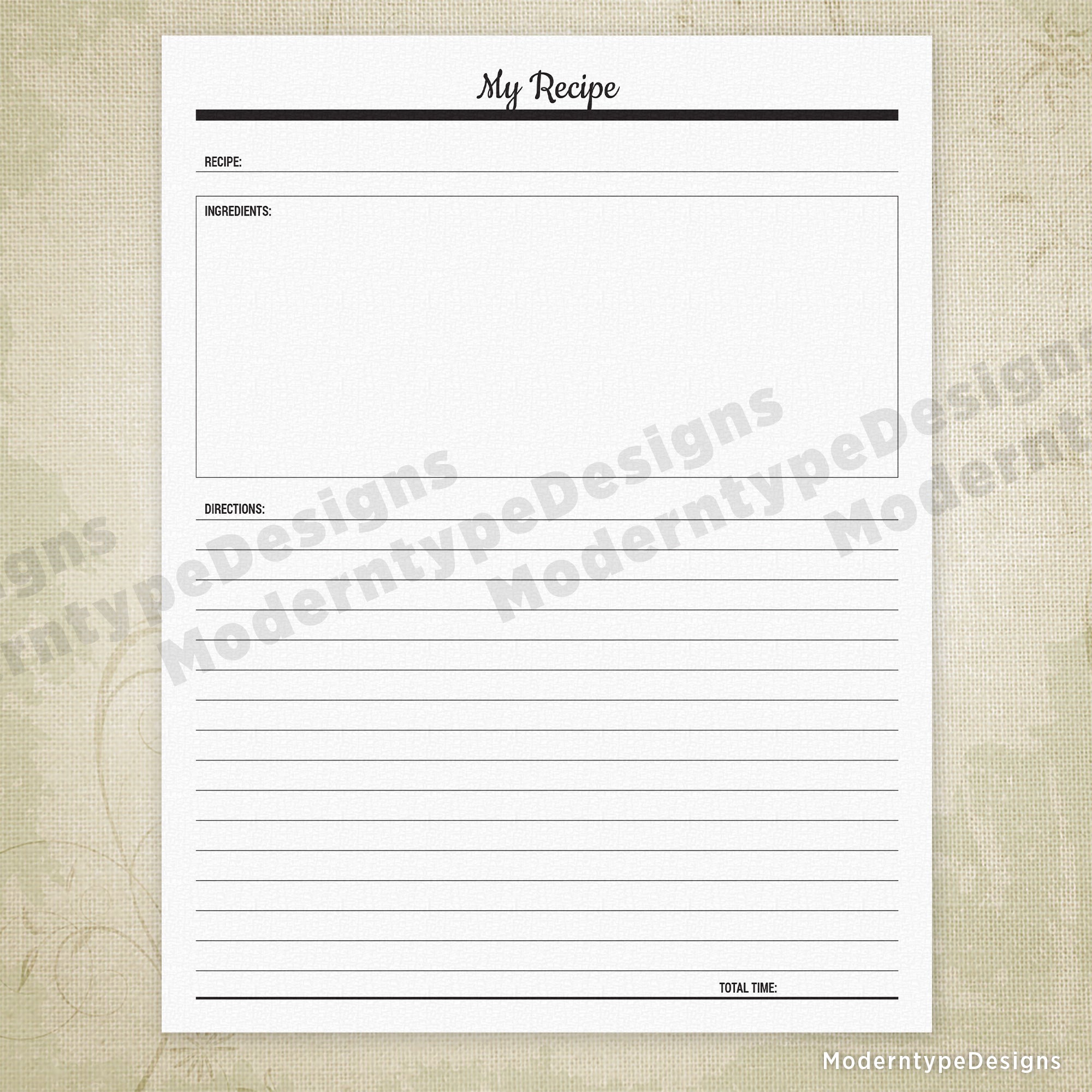 Food Recipe Planner Printable, #1