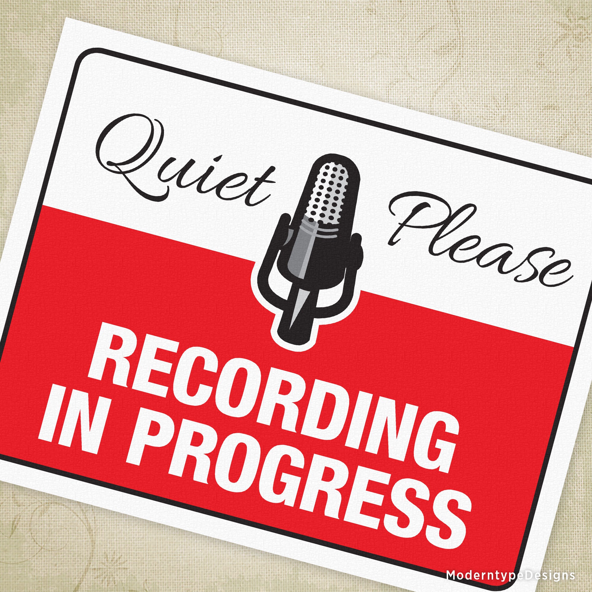 Recording in Progress Printable Signs