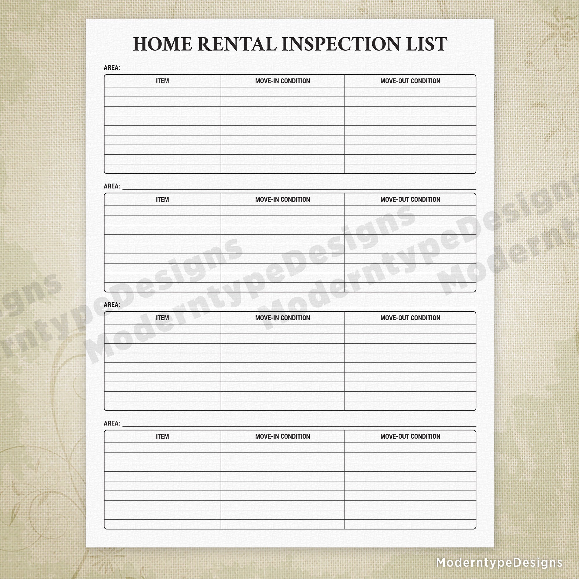Home Rental Inspection List Printable