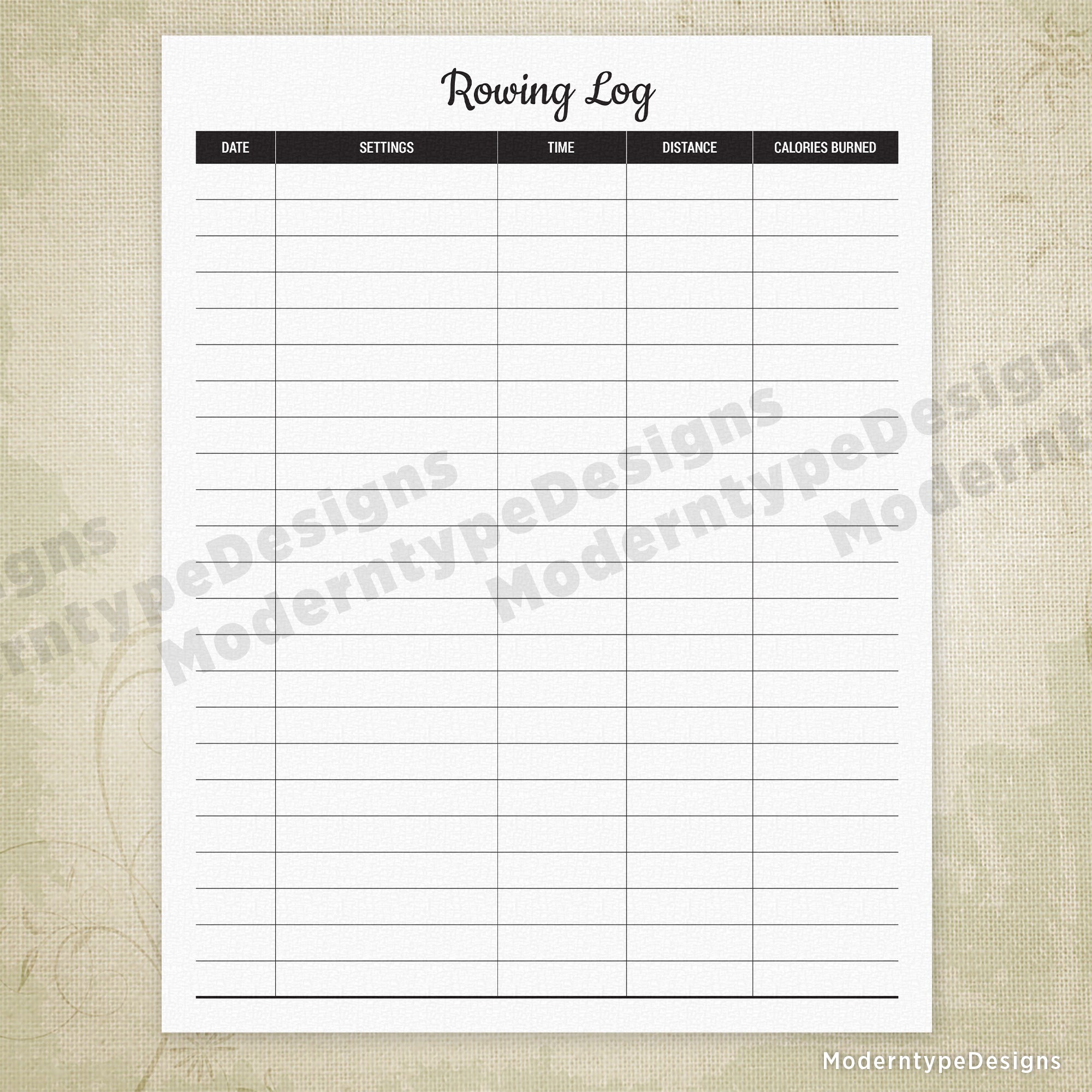 Rowing Machine Log Printable