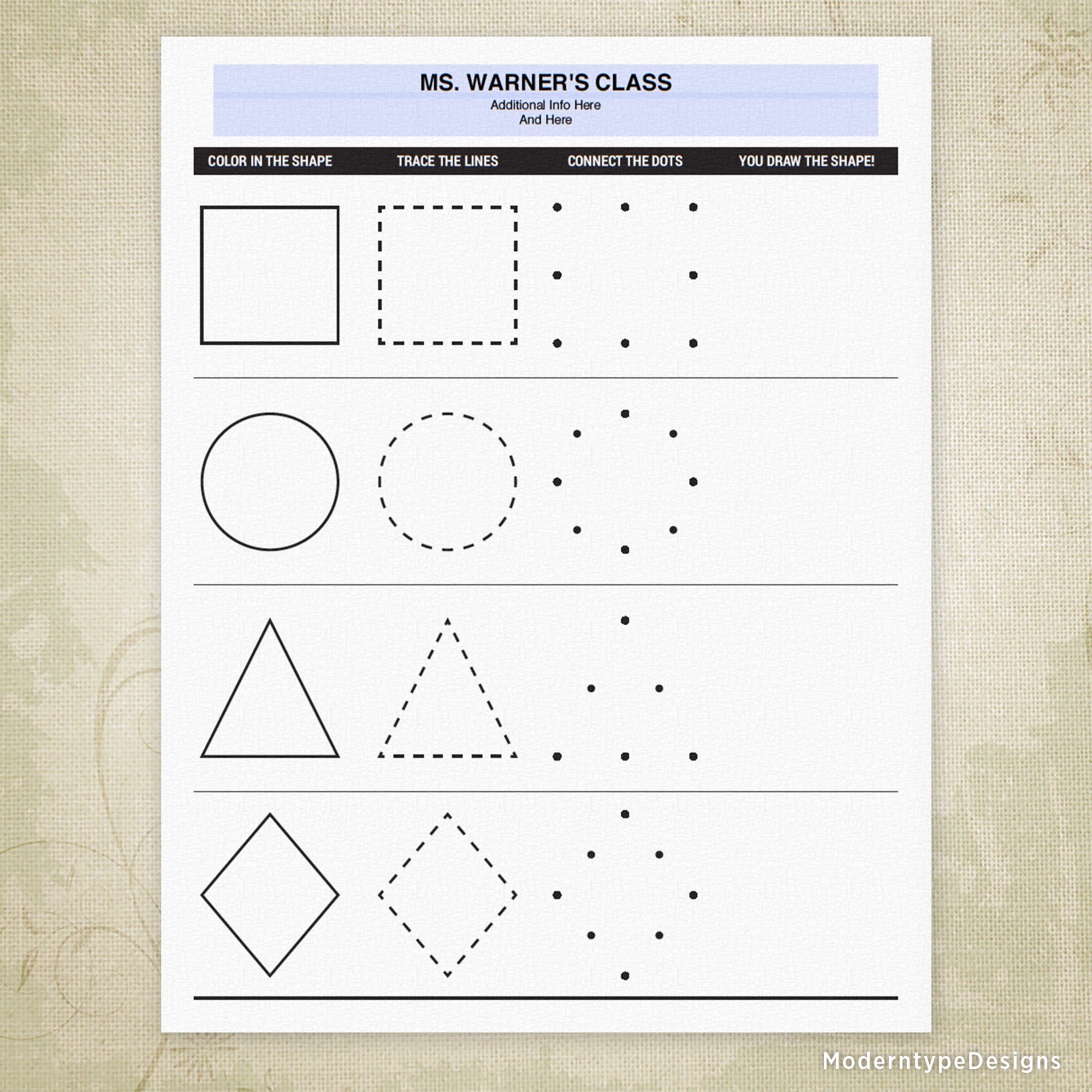 Shape Coloring & Drawing Printable, Personalized