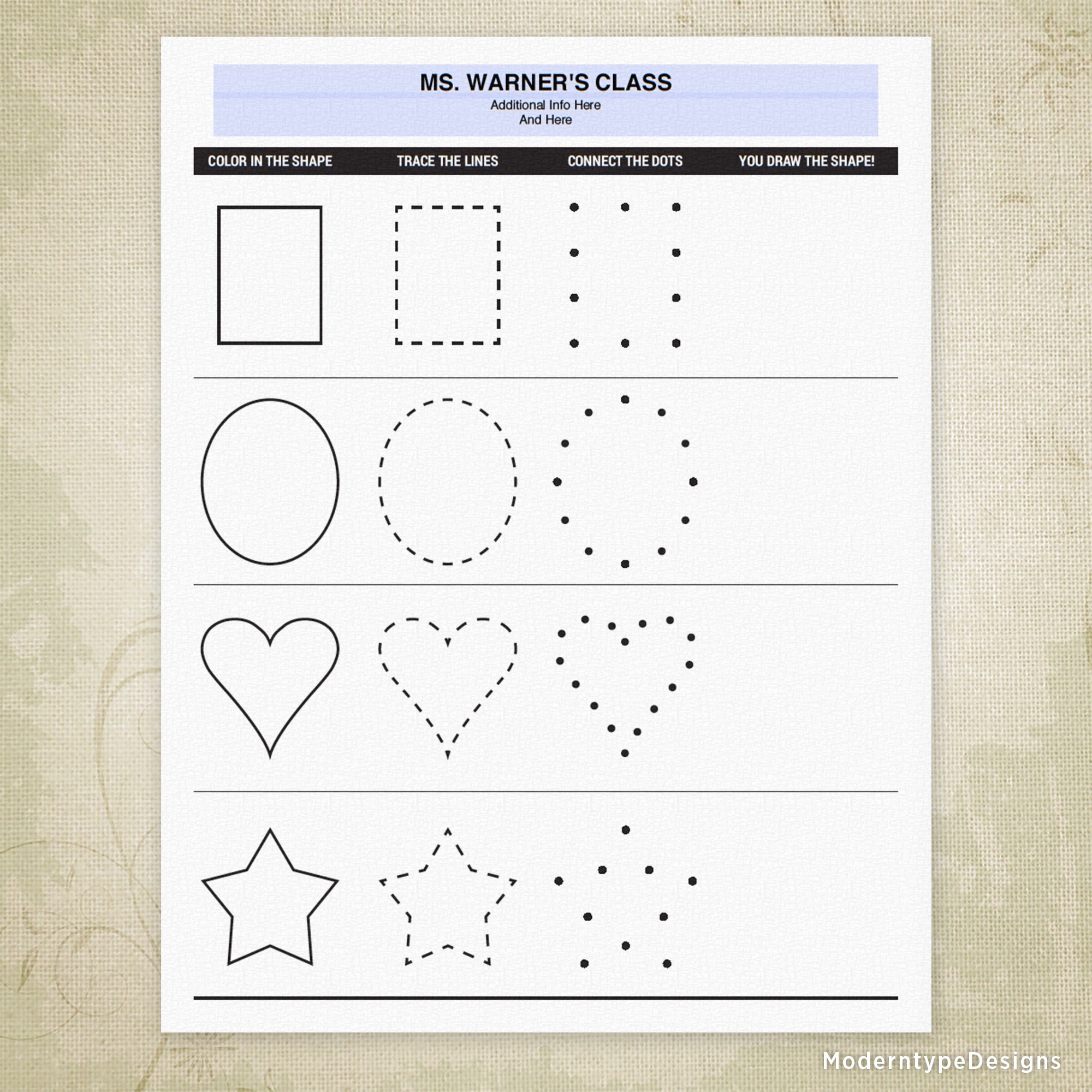 Shape Coloring & Drawing Printable, Personalized