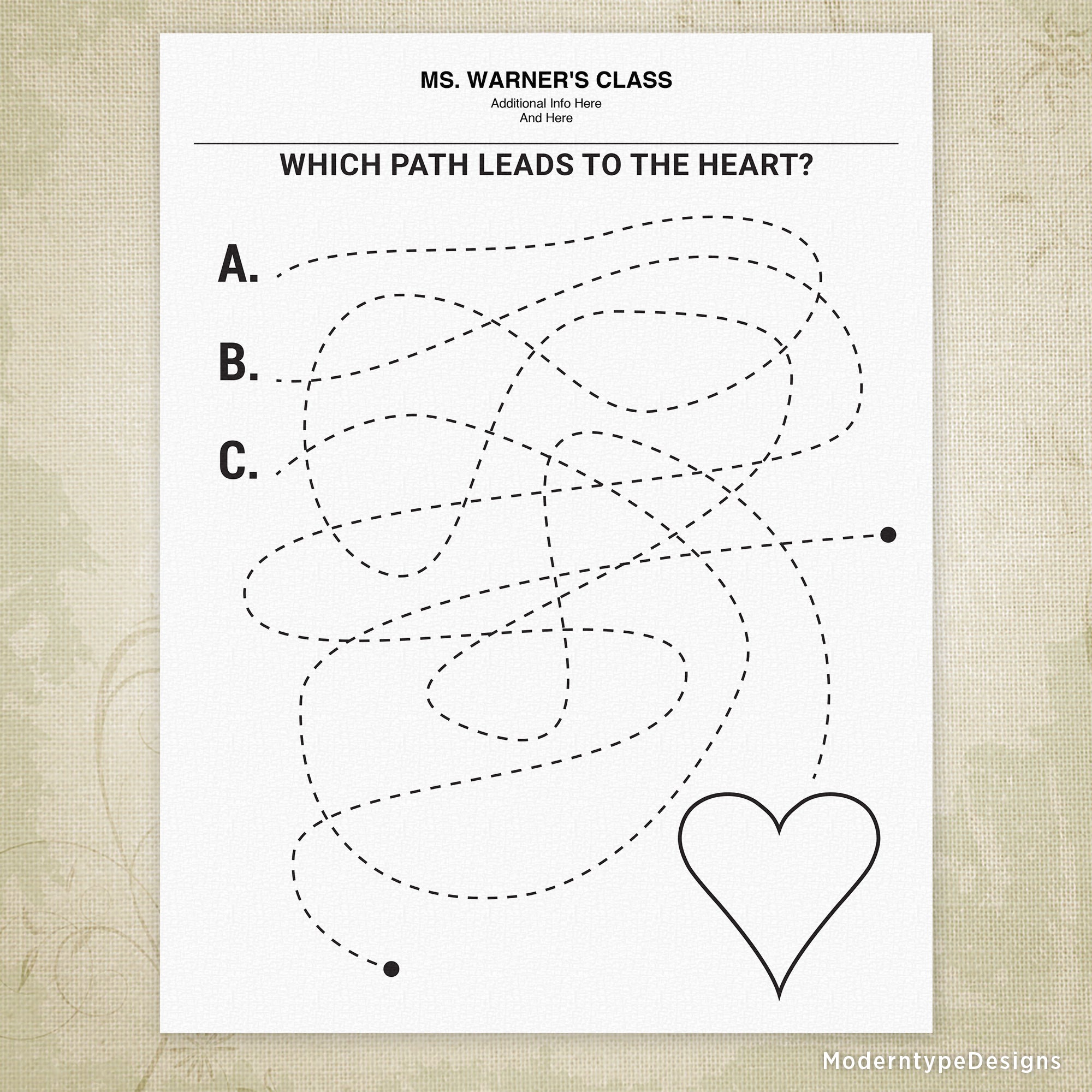 Find the Path to the Shape Printable, Personalized