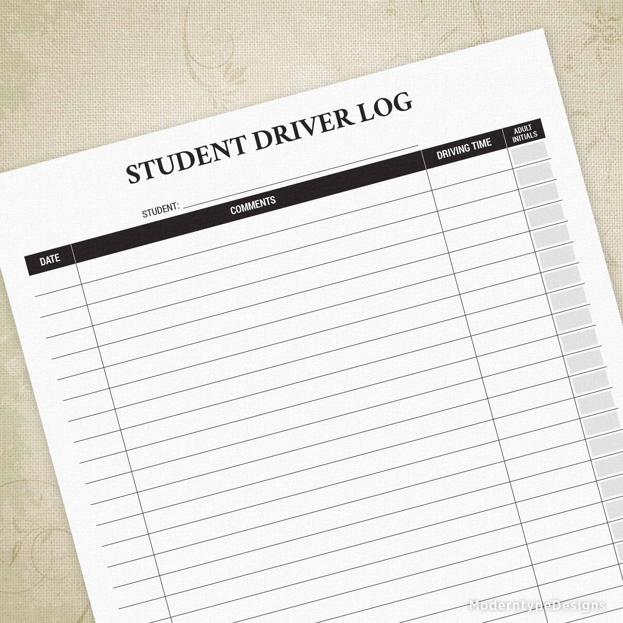 Student Driver Log Printable student-driver-log-printable