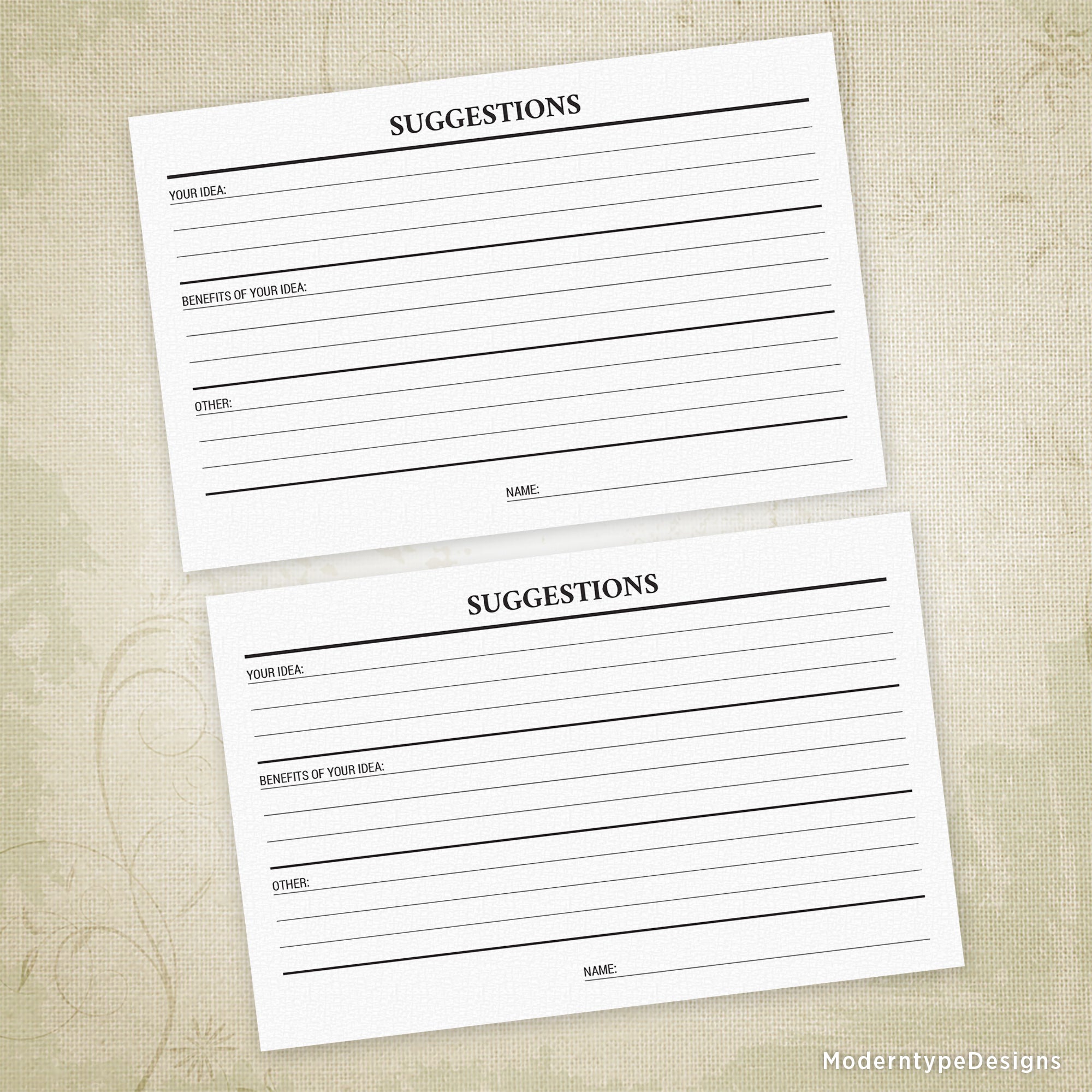 Suggestions Form Printable