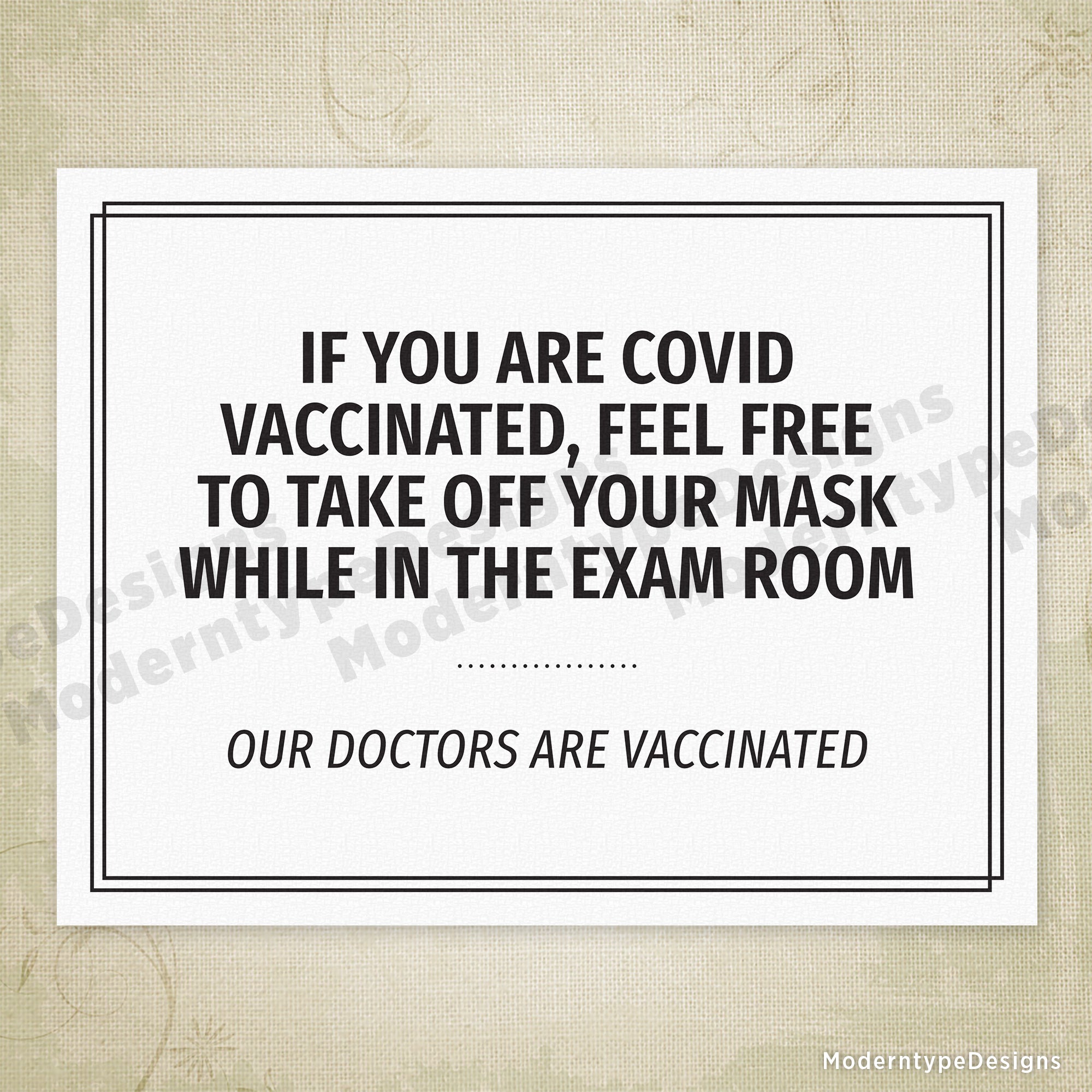 Take Off Mask In Exam Room Printable Sign