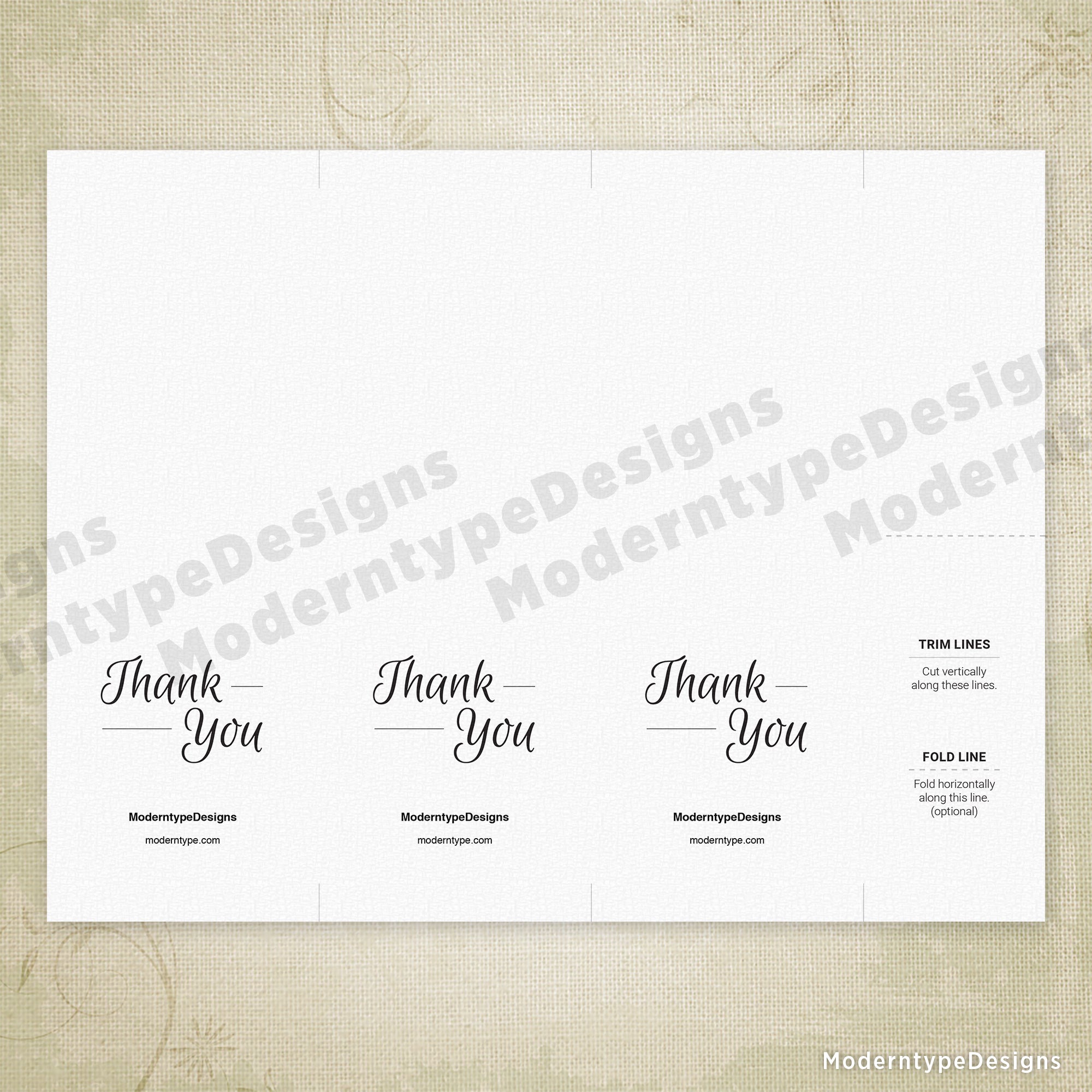 Thank You Card Printable, 3 x 8.5", Editable