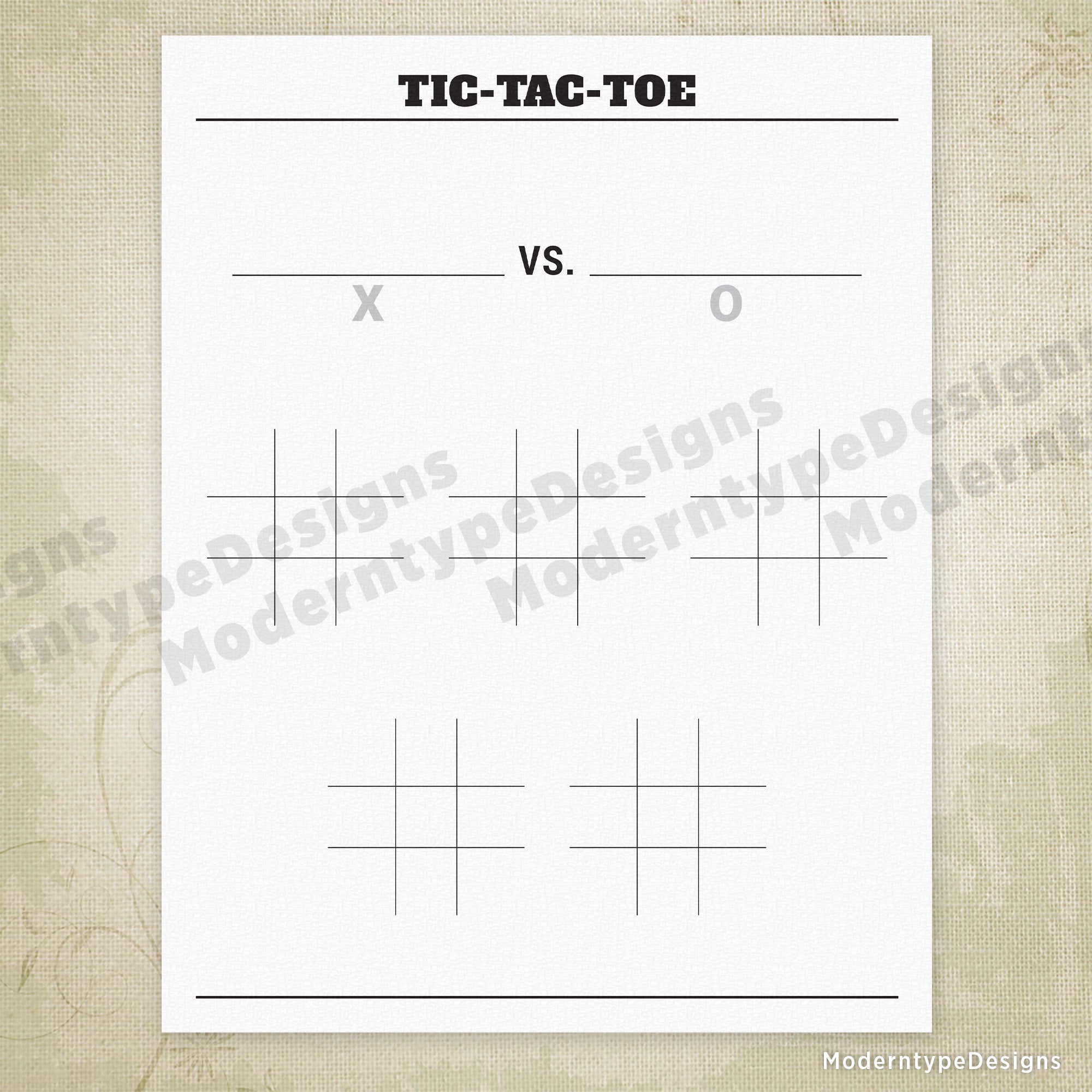 Tic-Tac-Toe Competition Printable, best out of 5