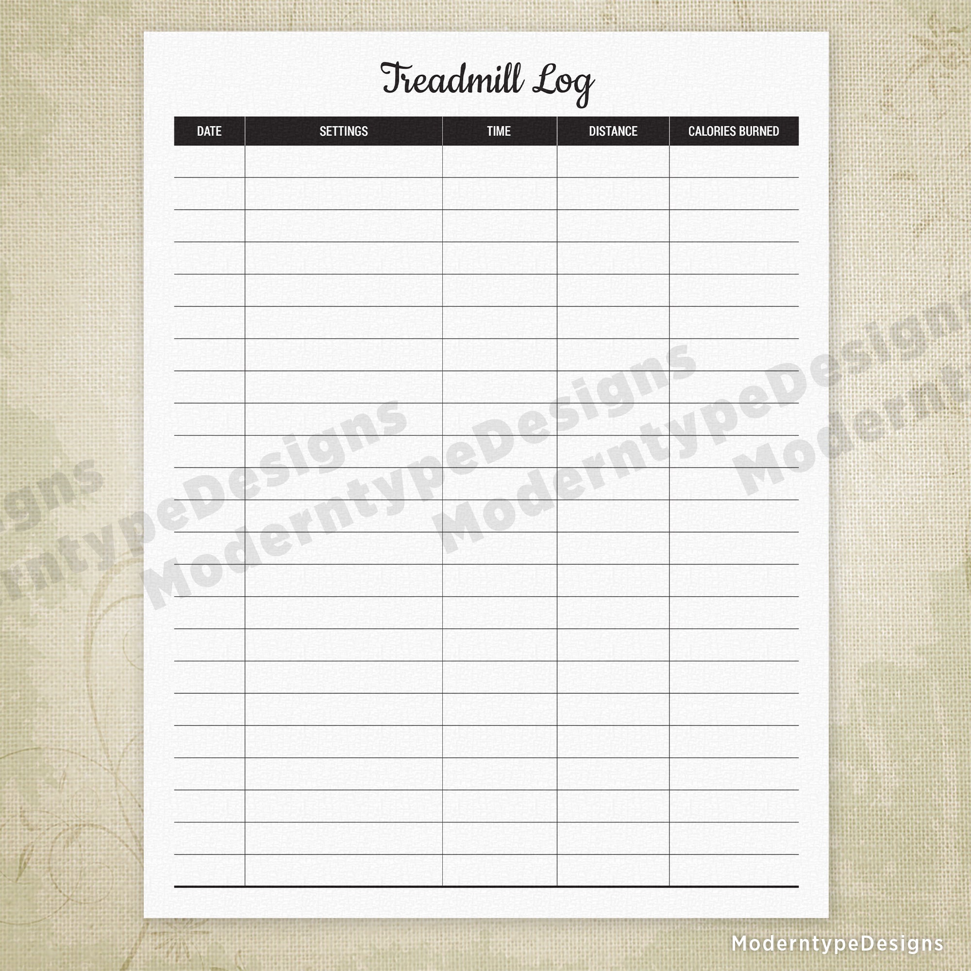 Treadmill Log Printable