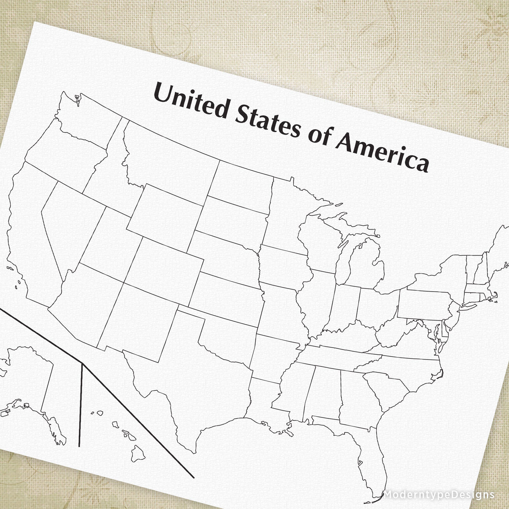 This download is for a USA Blank Printable Map PDF. Fill in the states yourself or leave them blank. Print as many as you need!<br></p>
<p>This PDF cannot be edited, it is for printing only.
