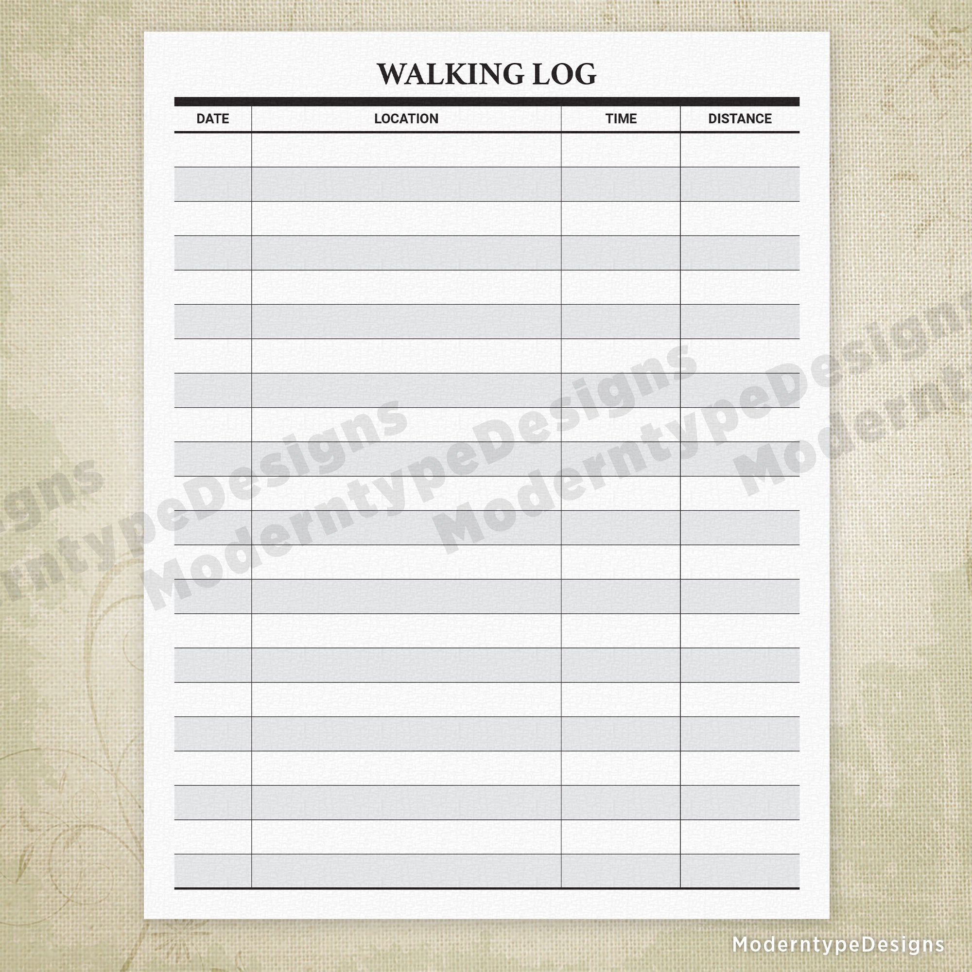 Walking Log Printable