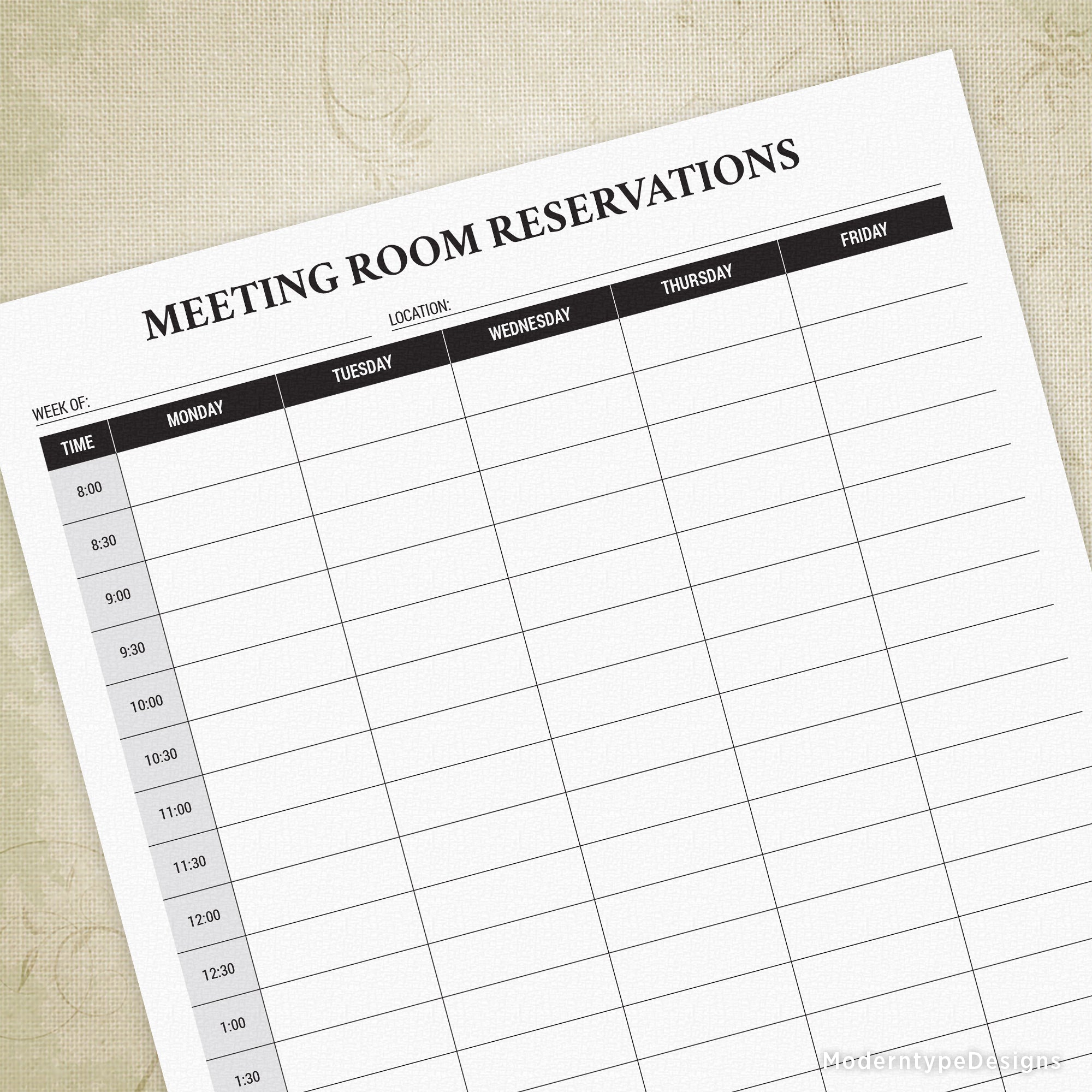 Keep from double-booking meeting rooms with a Weekly Conference Room Reservation Printable PDF.