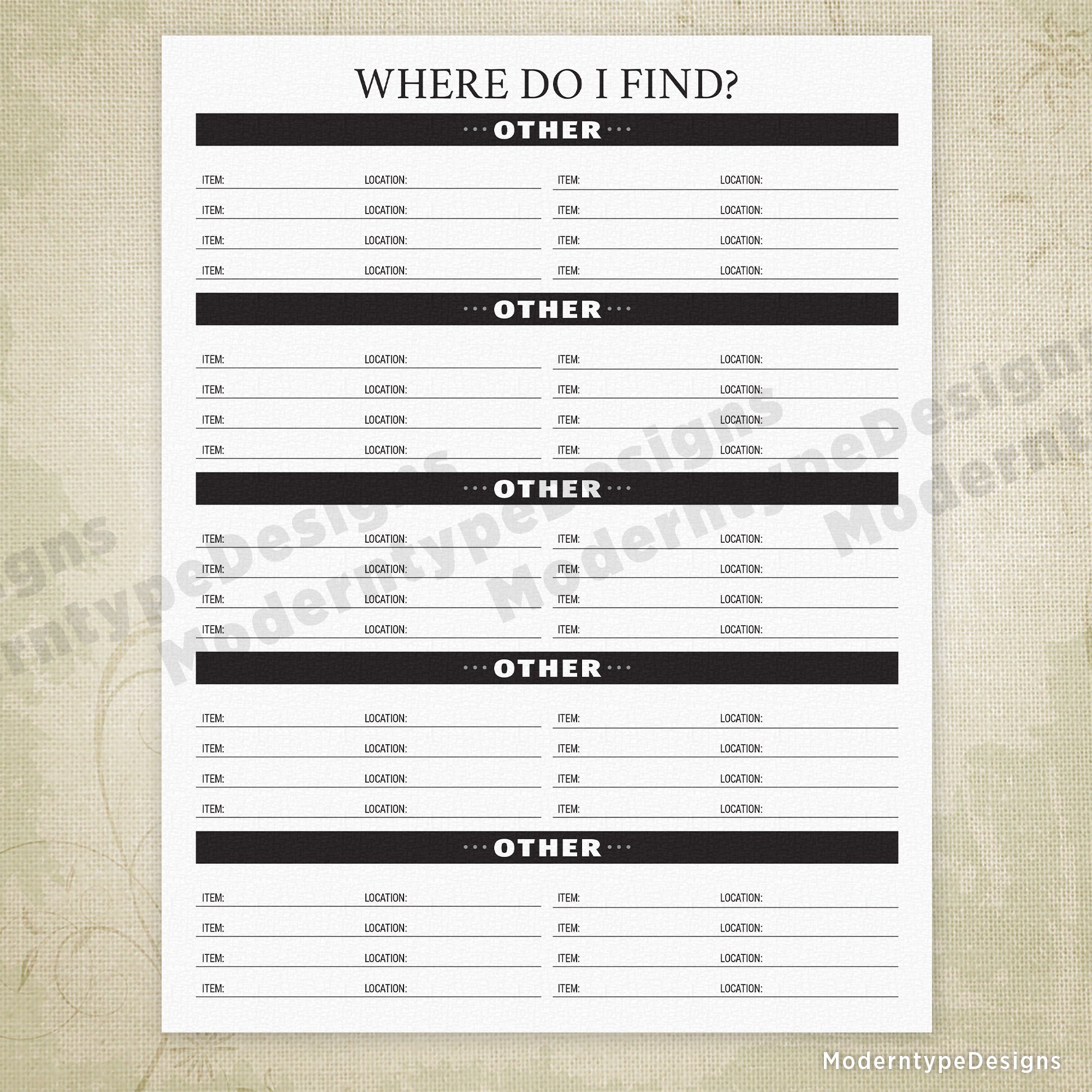 Where Do I Find? Printable - End of Life