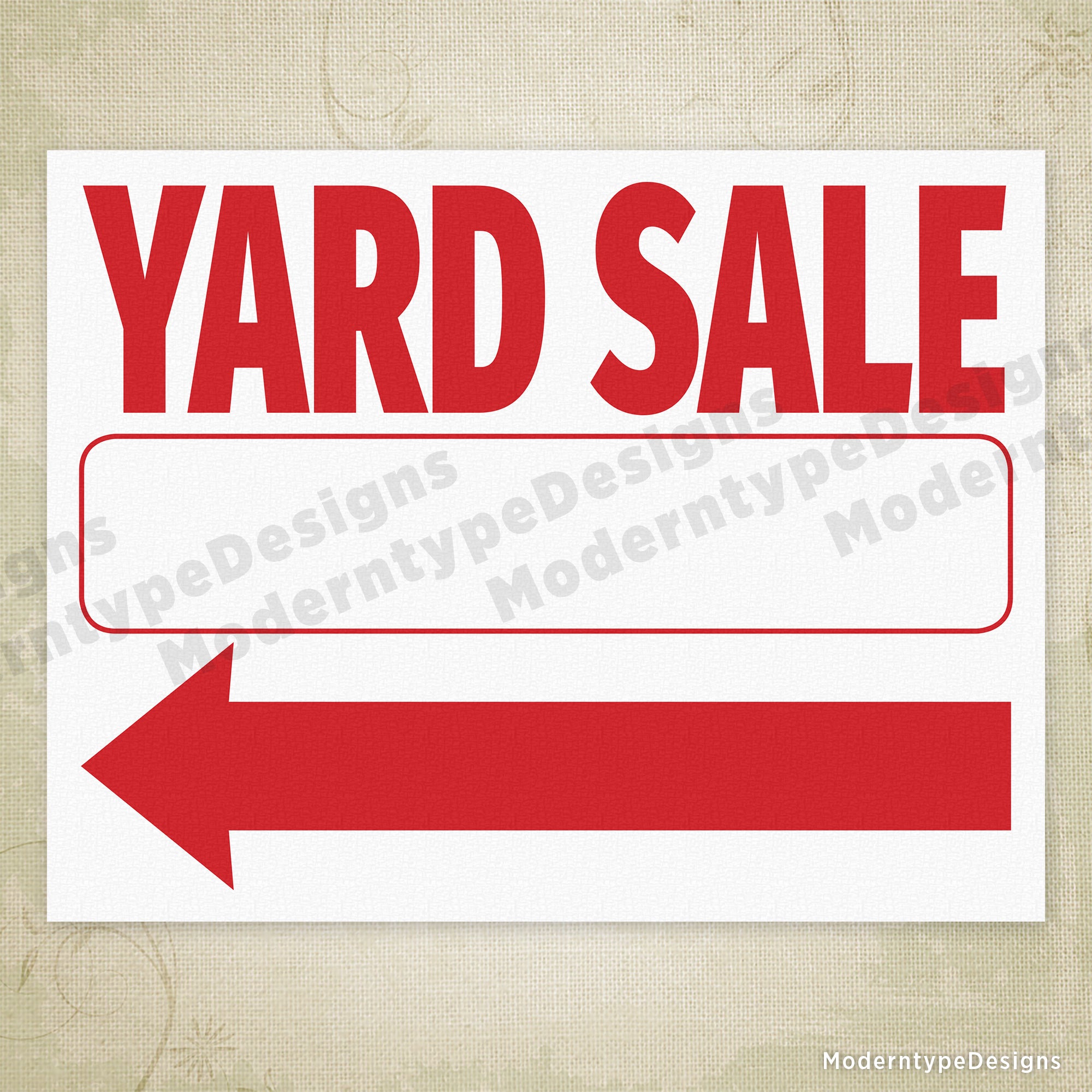 Yard Sale Flyer Printable Sign (Left & Right Arrows)