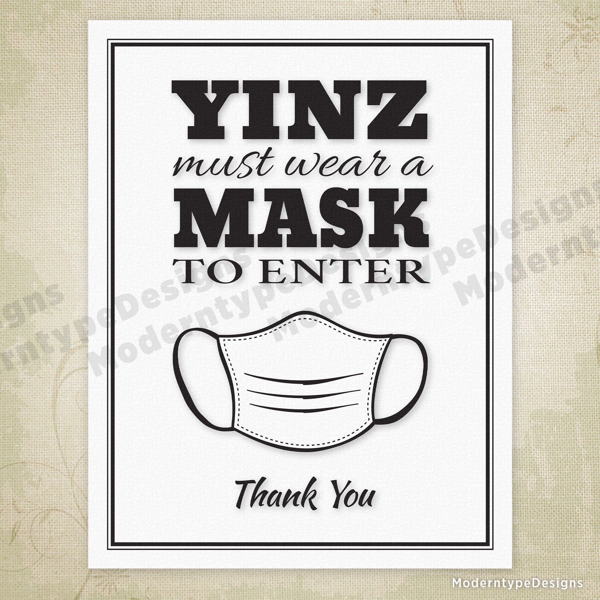 Pittsburgh Yinz Must Wear a Mask Printable Sign