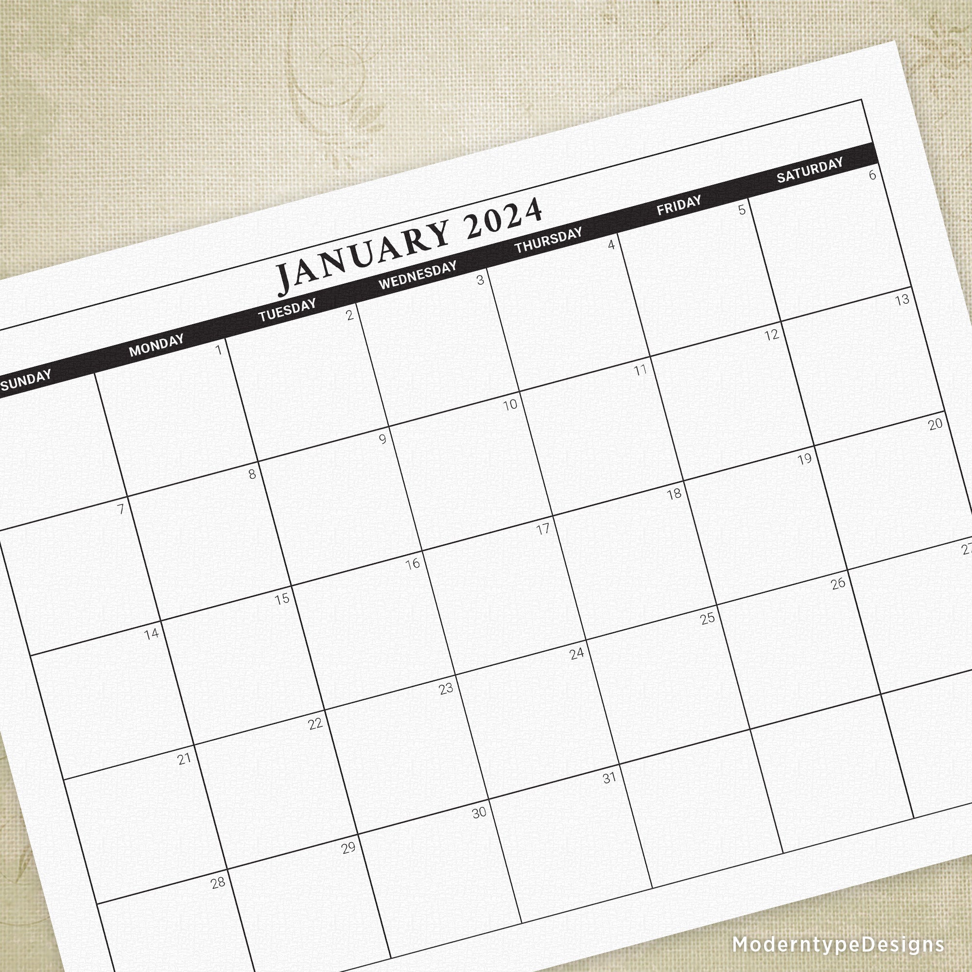 2024 Monthly Printable Calendar #1