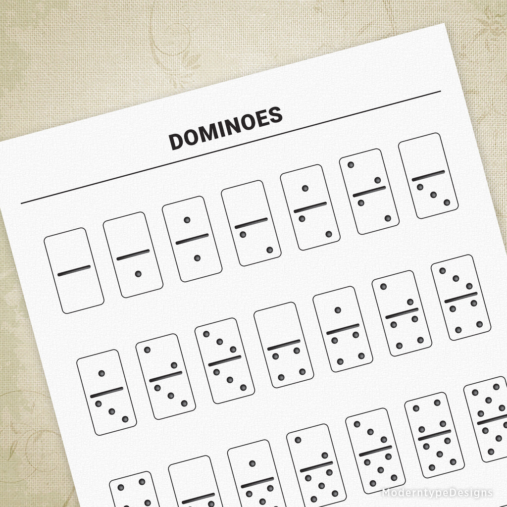 DIY Dominoes Printable