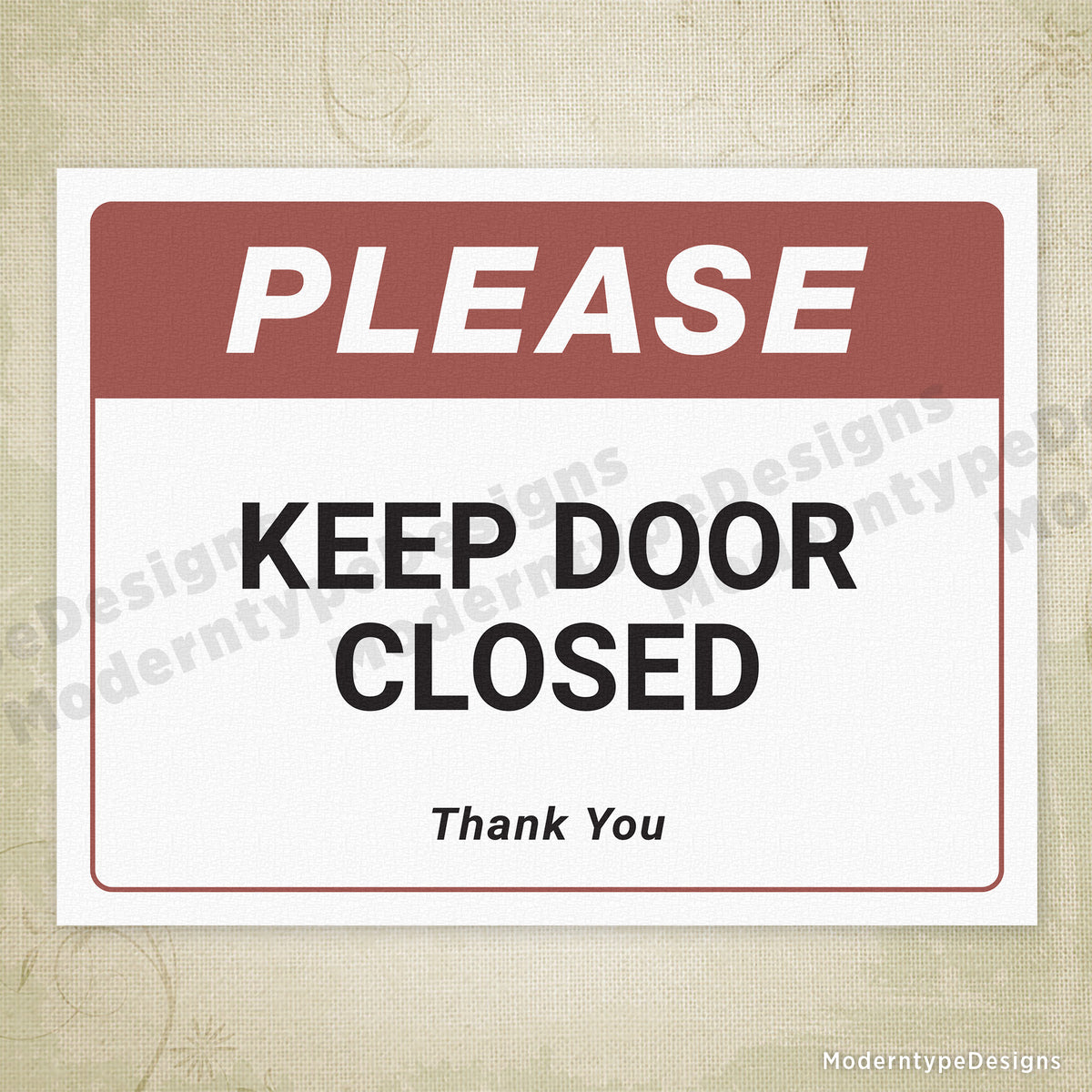 Keep Door Closed Printable Sign