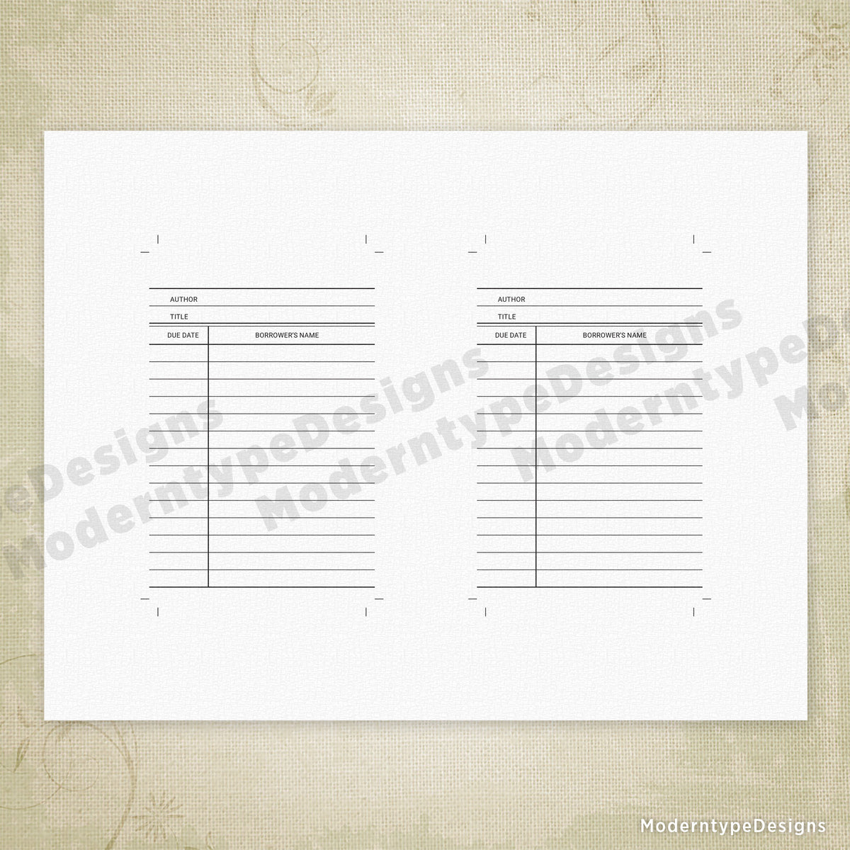 Small Library Card Library Book Cards Printable, 3 x 5