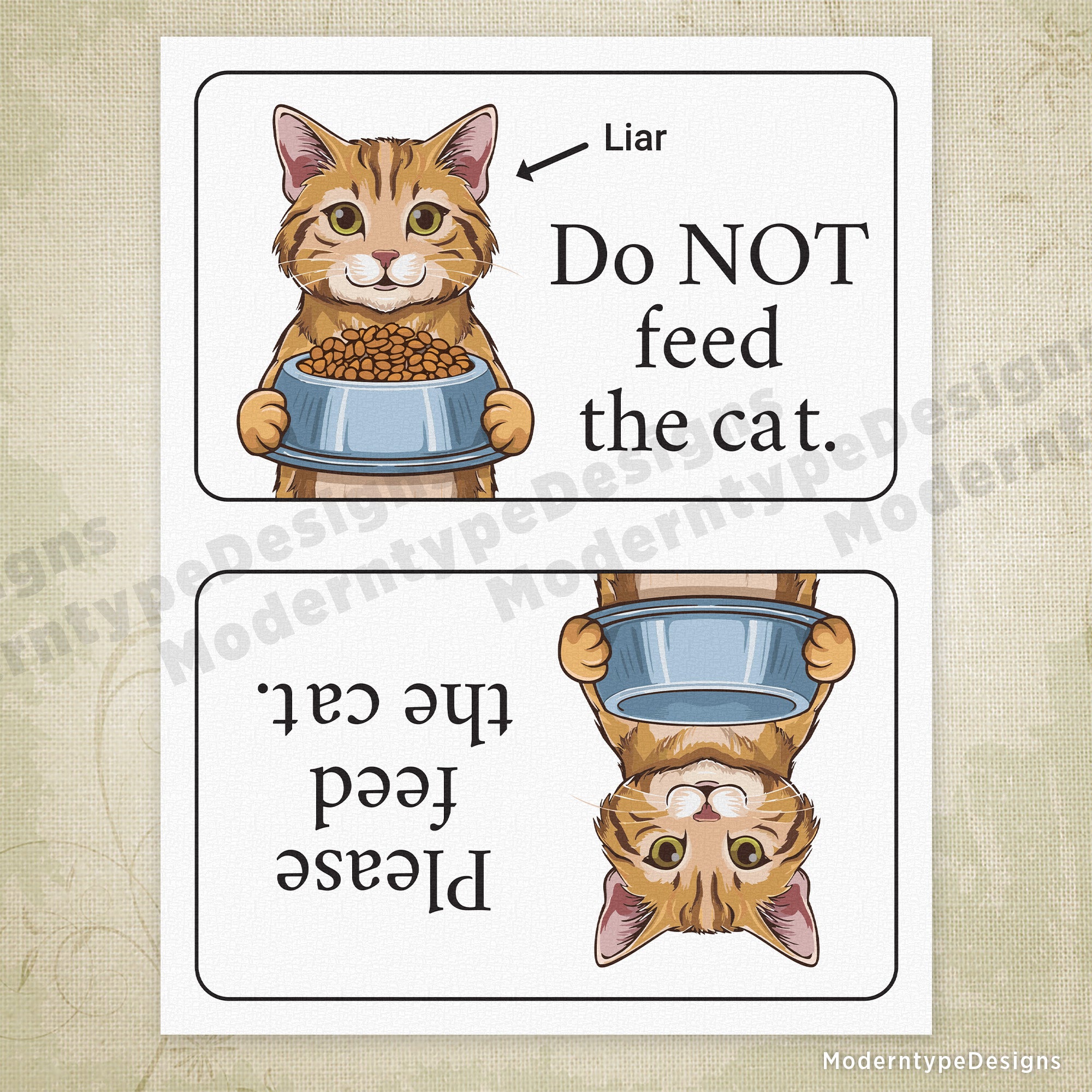 Do NOT Feed/Feed the Cat Printable, Rotatable Sign