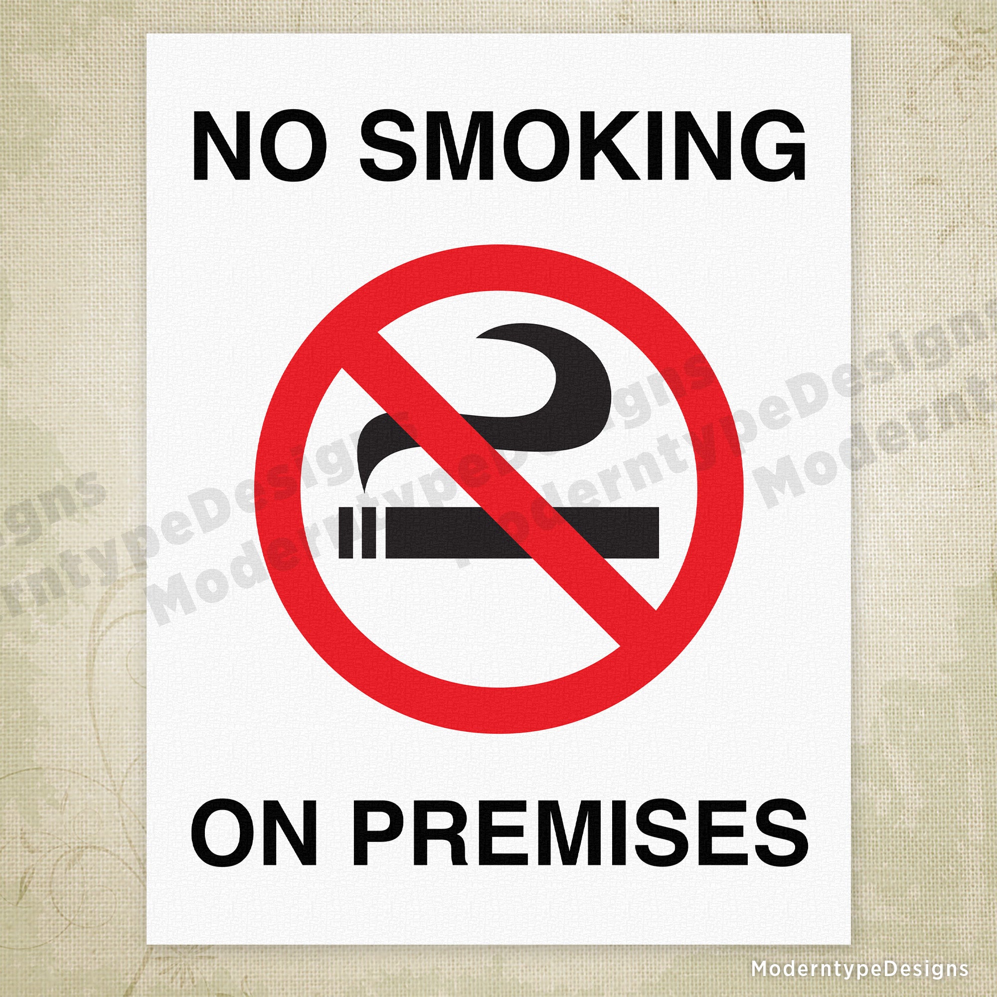 No Smoking Printable Sign, Editable