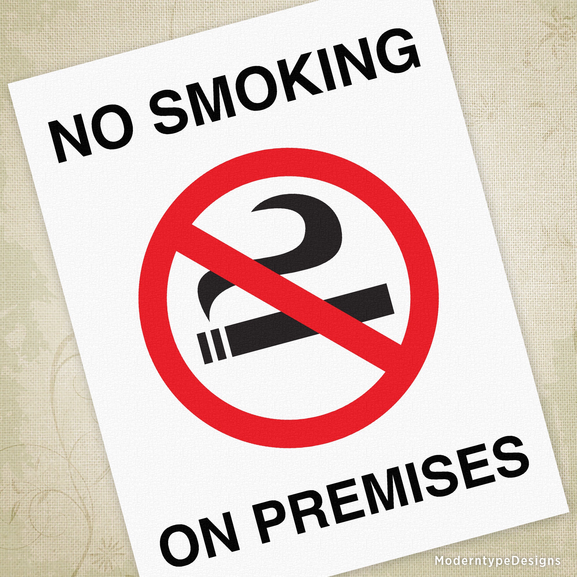 No Smoking Printable Sign, Editable