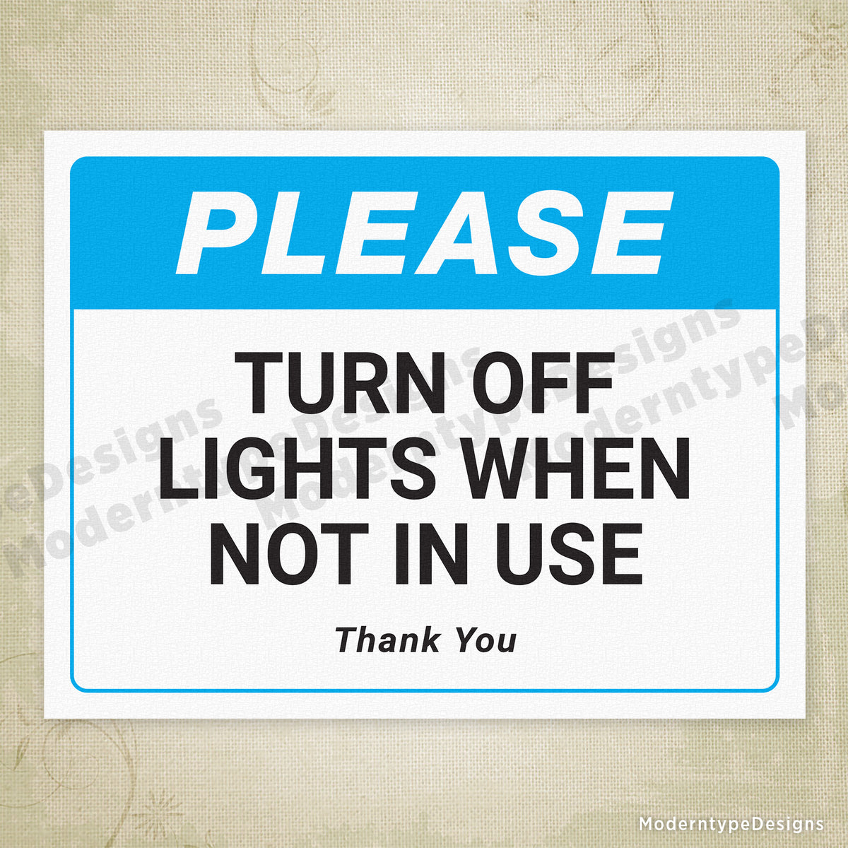 In Use Printable Turn Off Lights When Not In Use Printable Sign