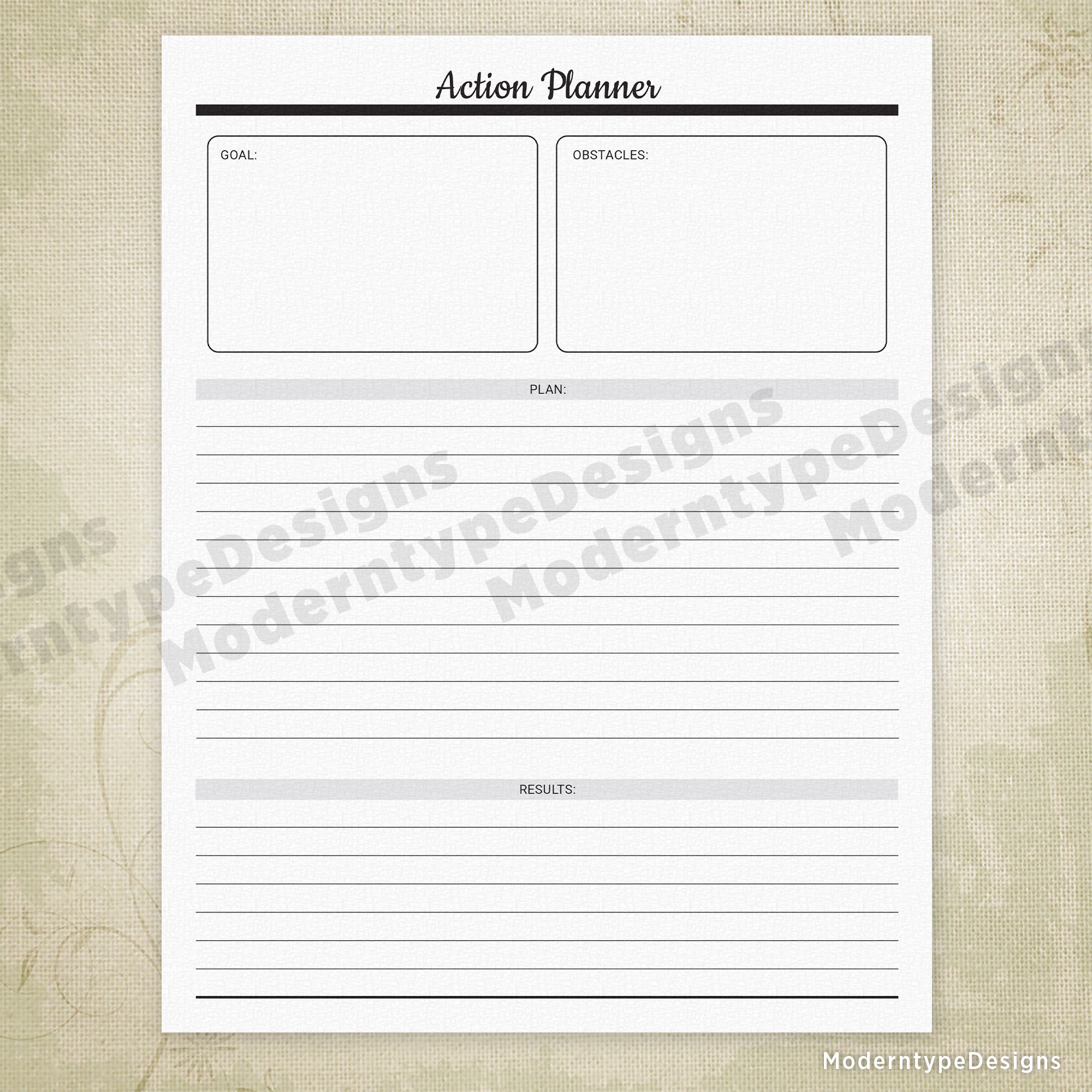 Action Planner Printable