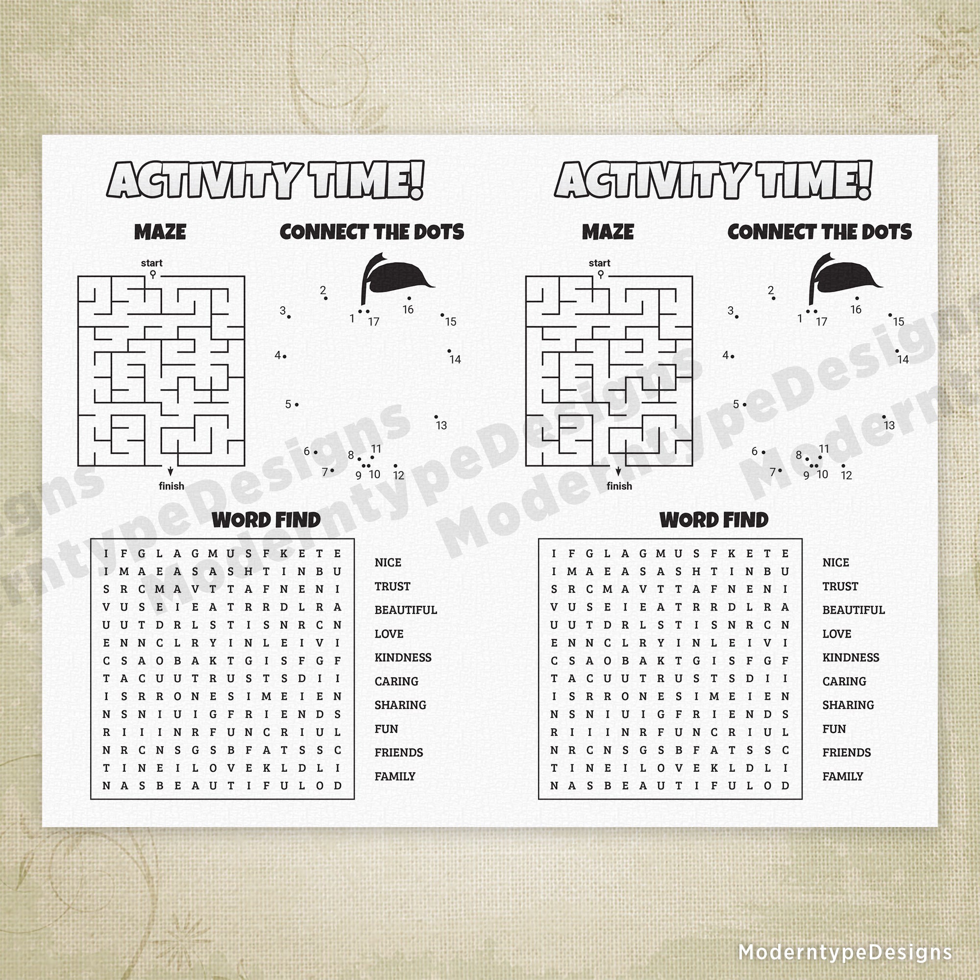 Activity Bulletin Insert Printable, 5.5 x 8.5, Half Sheet