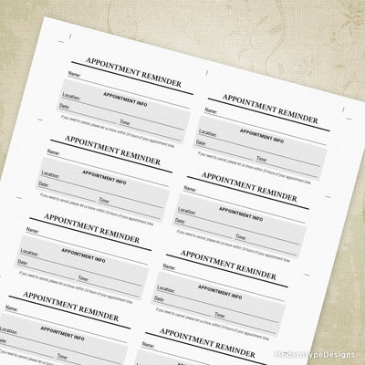 Appointment Reminder Card Printable, 3.5 x 2