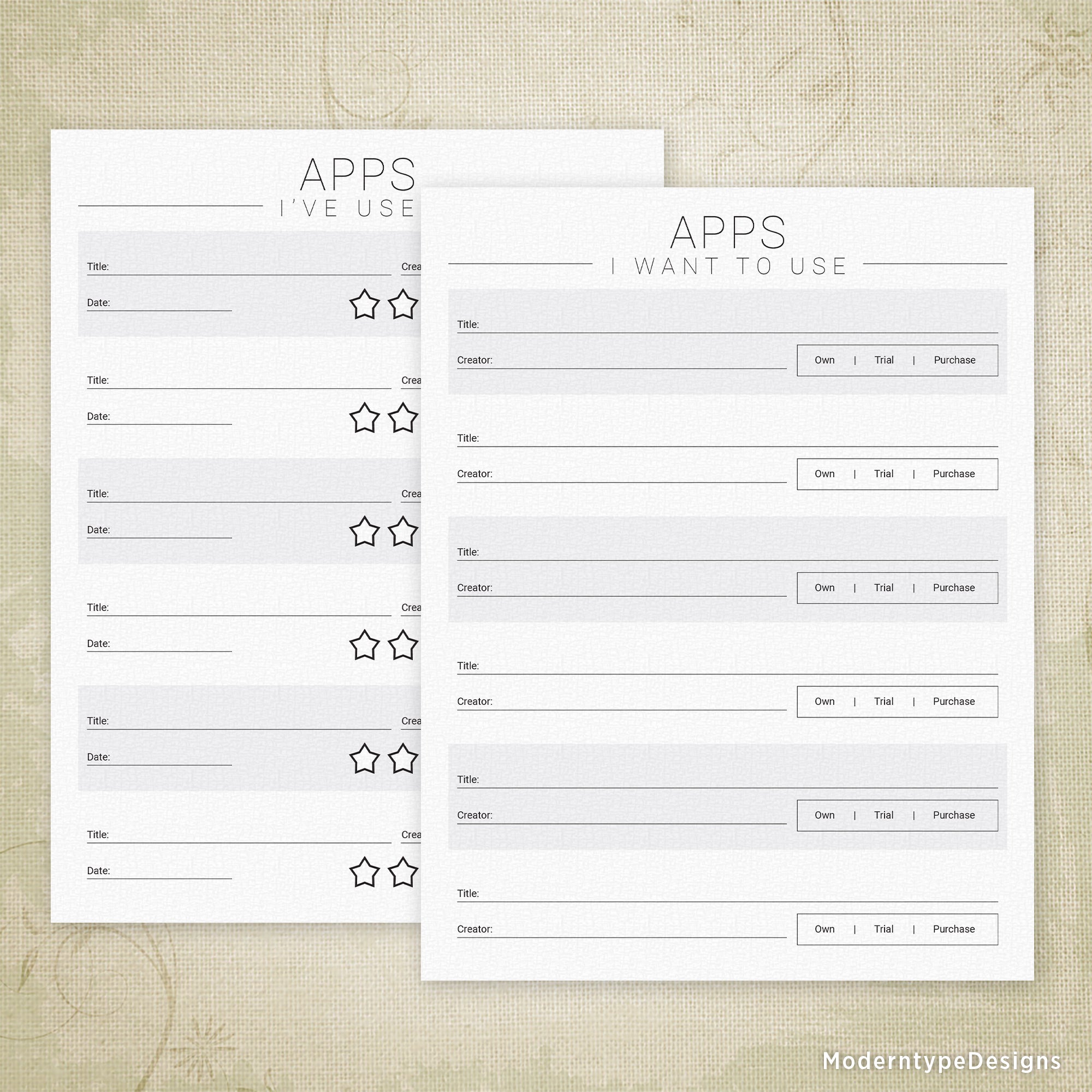 Apps I've Used & I Want to Use Printable