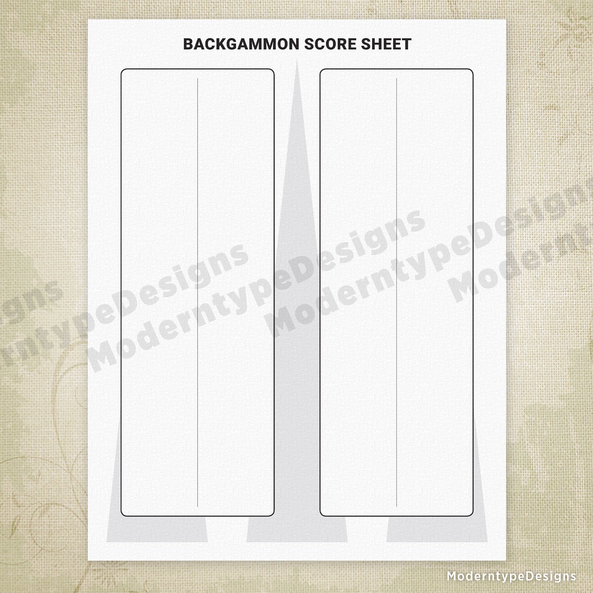 Backgammon Scoring Sheet Printable