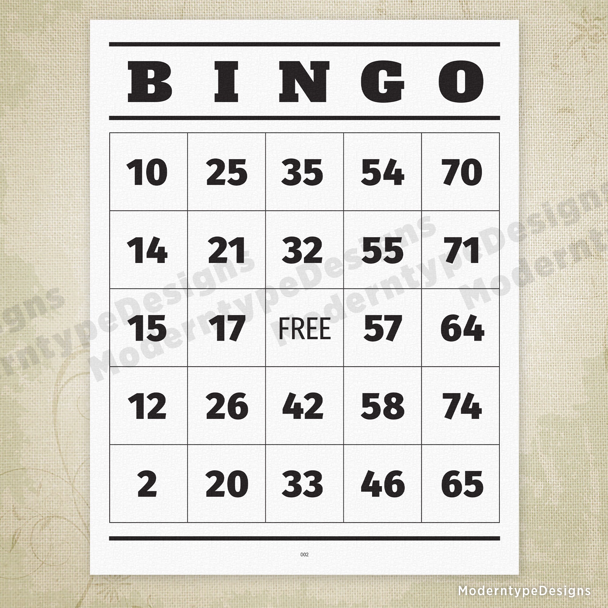 100 BINGO Cards 1-75 Printable