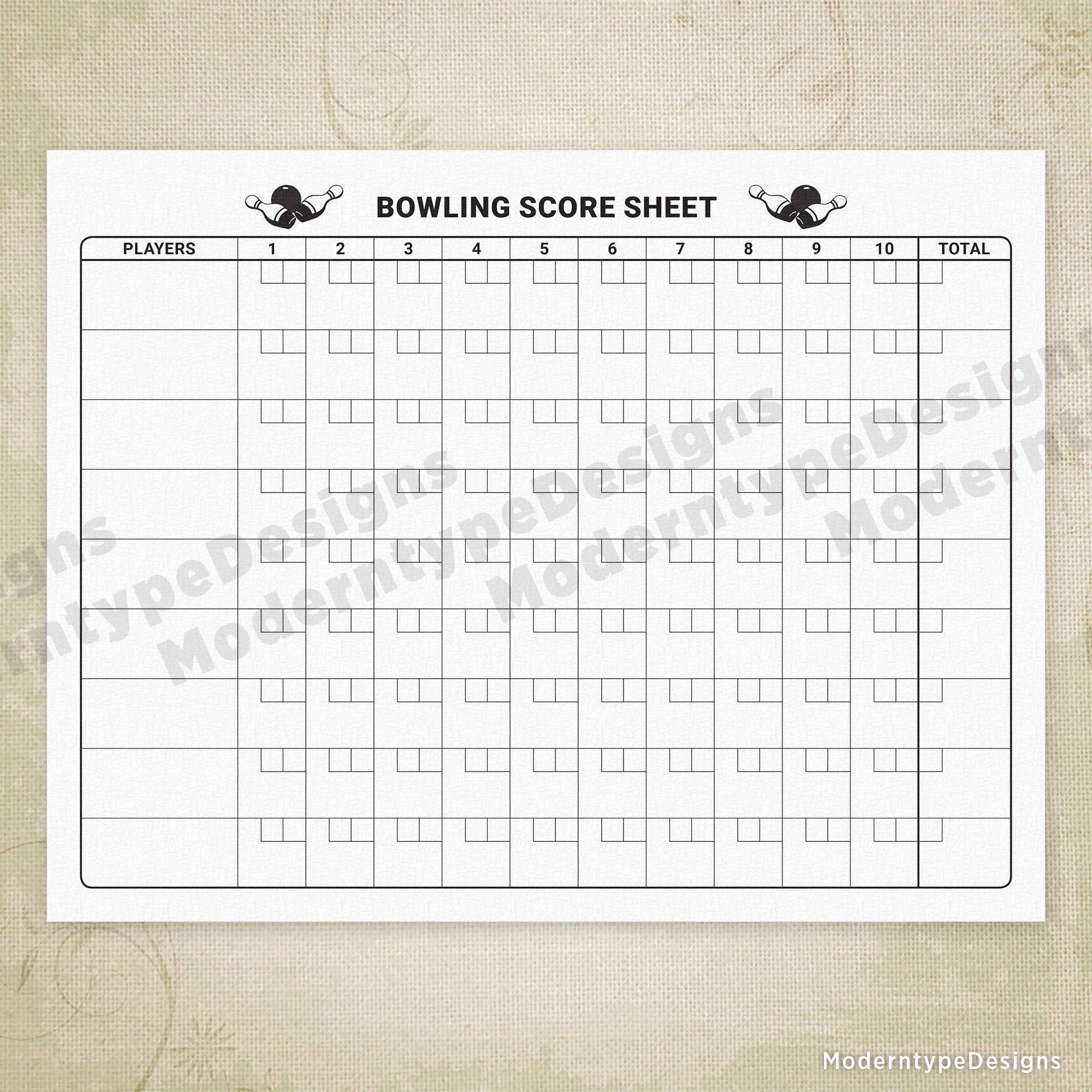 Bowling Scoring Sheet Printable