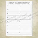 Breaker Directory Printable with 16 Circuits