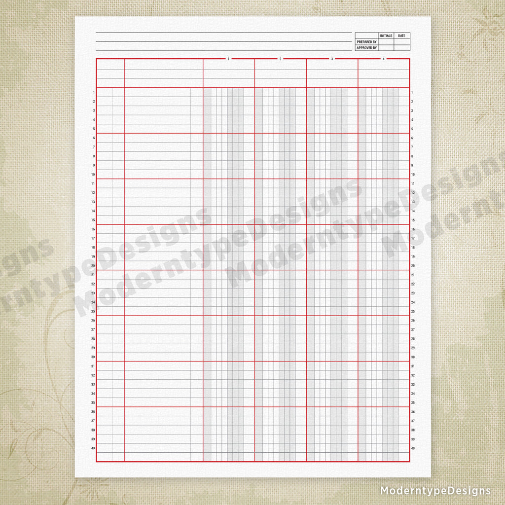 Columnar Paper.pdf Example Columnar Worksheet Printable, 4 Columns