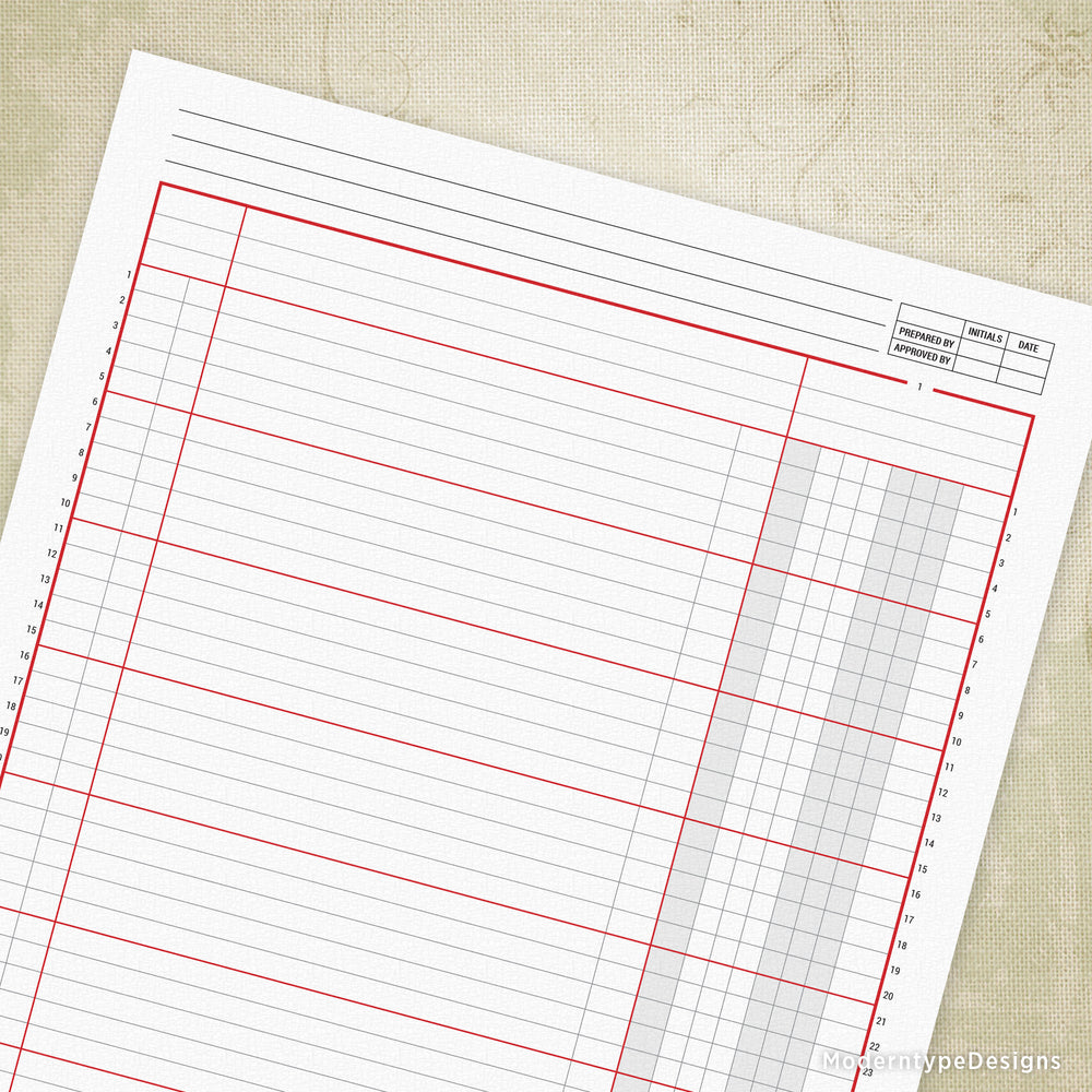Columnar Worksheet Printable, 1 Column