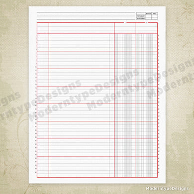 Columnar Worksheet Printable, 2 Columns