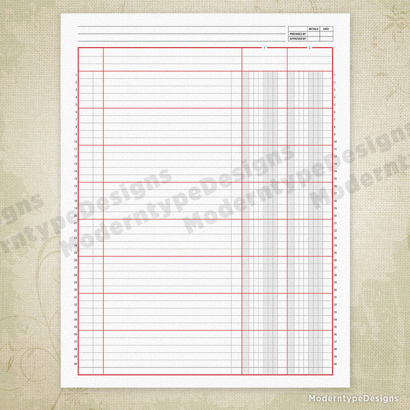Columnar Worksheet Printable, 2 Columns